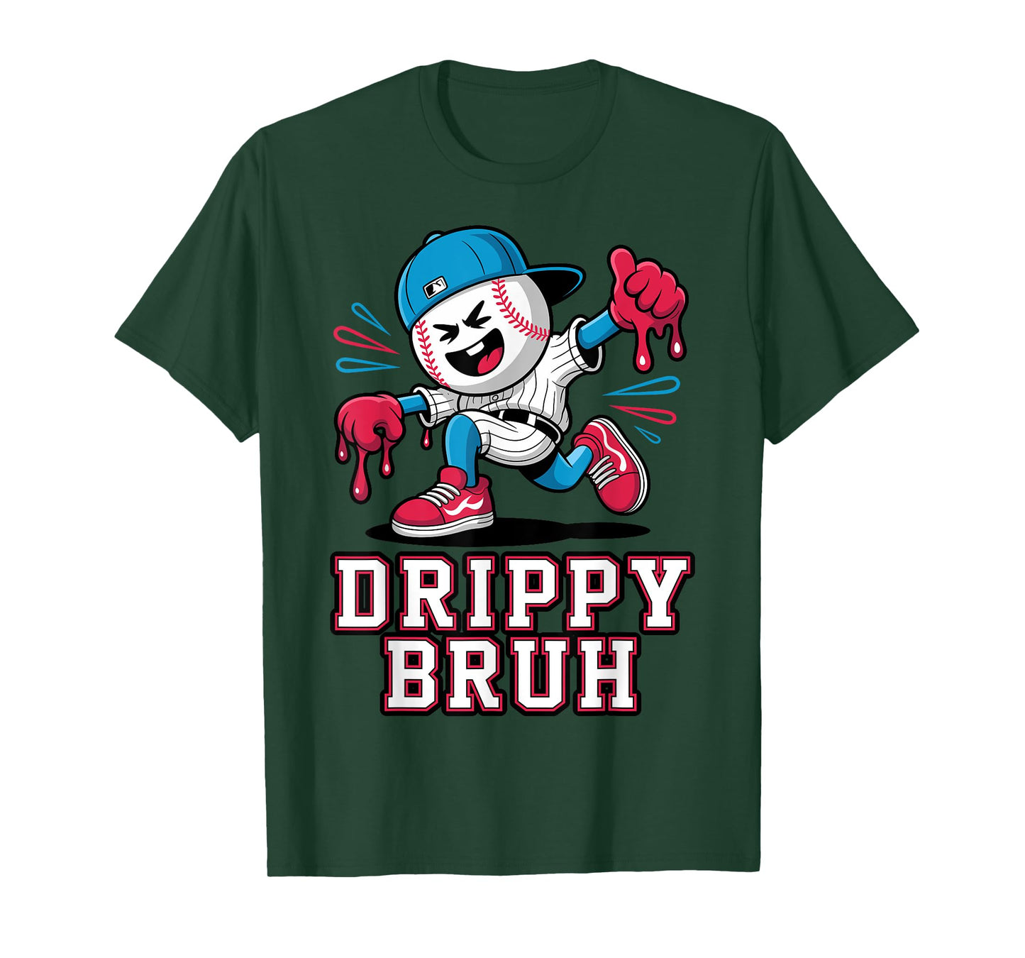 Funny Baseball Drip Bruh for Boys Kids Dripping Ice Cream T-Shirt