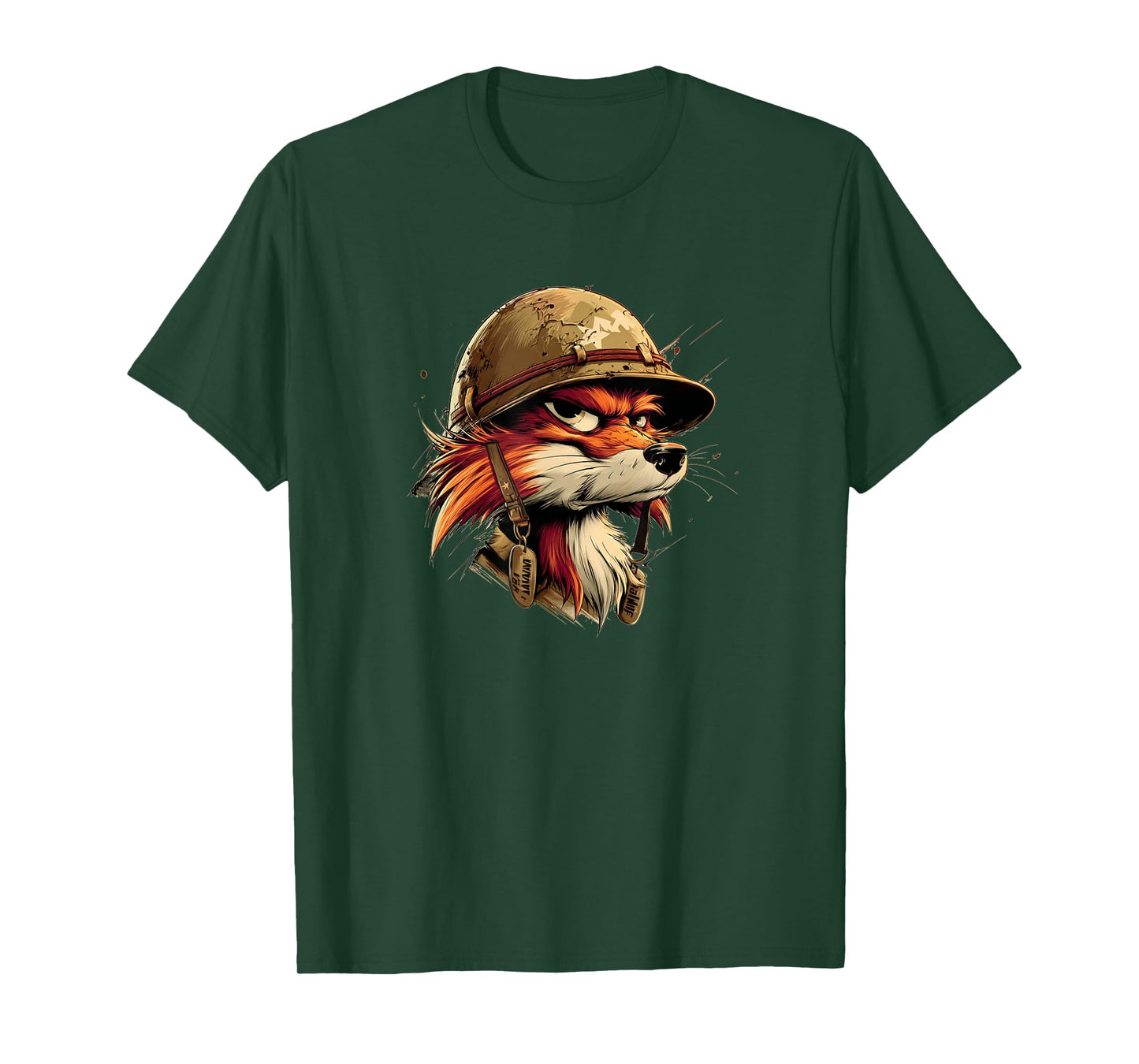 Patriotic Fox in Military Clothes and Helmet T-Shirt