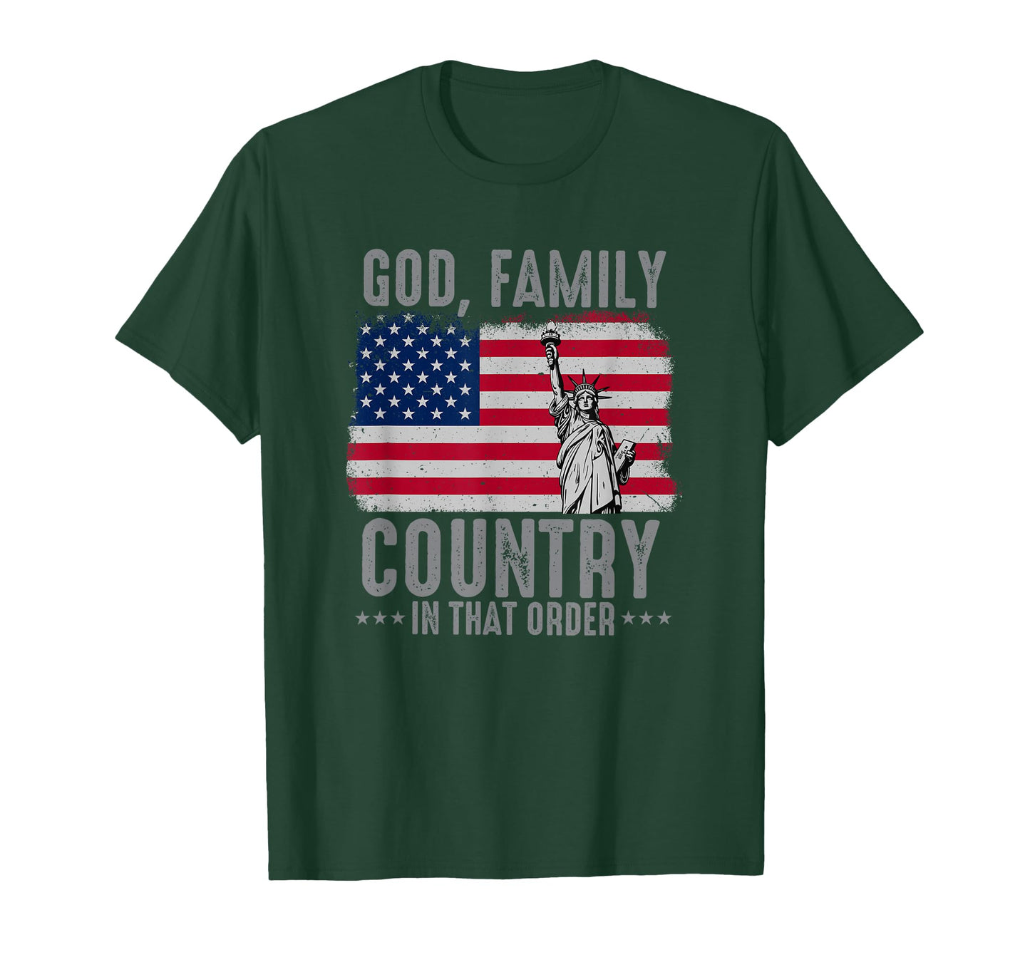 god Family Country in That Order American Flag Patriot USA T-Shirt