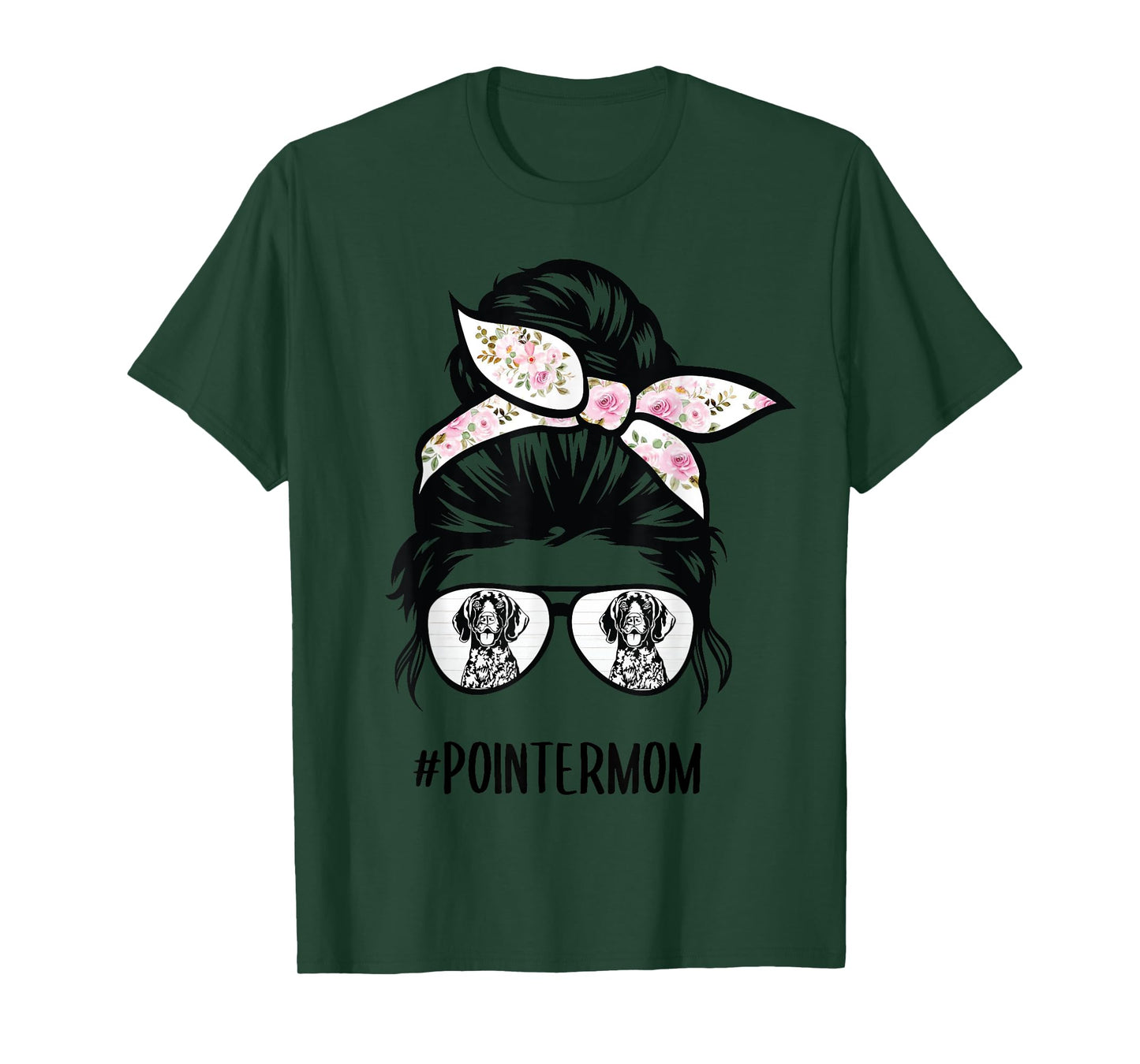 German Shorthaired Pointer mom messy bun hair glasses T-Shirt