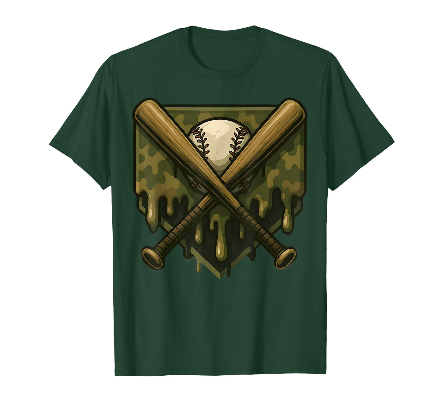 Baseball Drip Camo Home Plate Boys Sports Cool Game Day Drip T-Shirt