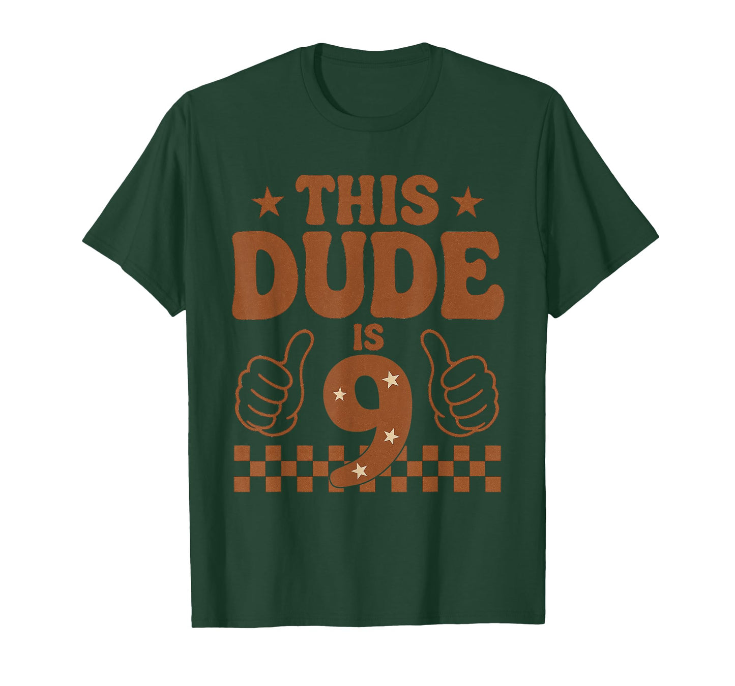This Dude Is 9 9th Birthday Boy Retro Toddler boys Checkered T-Shirt
