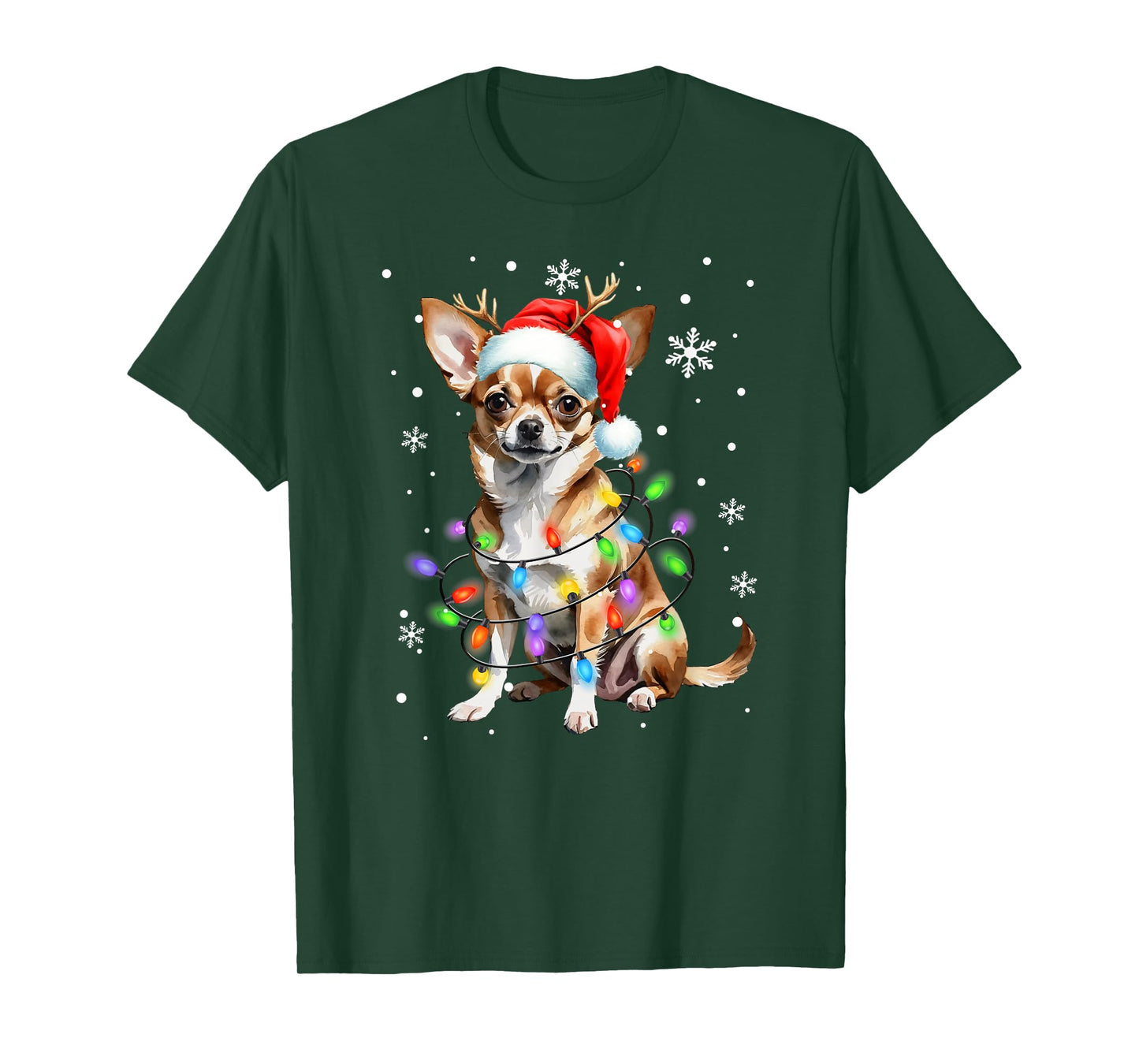Chihuahua dog Christmas Sweater Dog Xmas Lights T-Shirt
