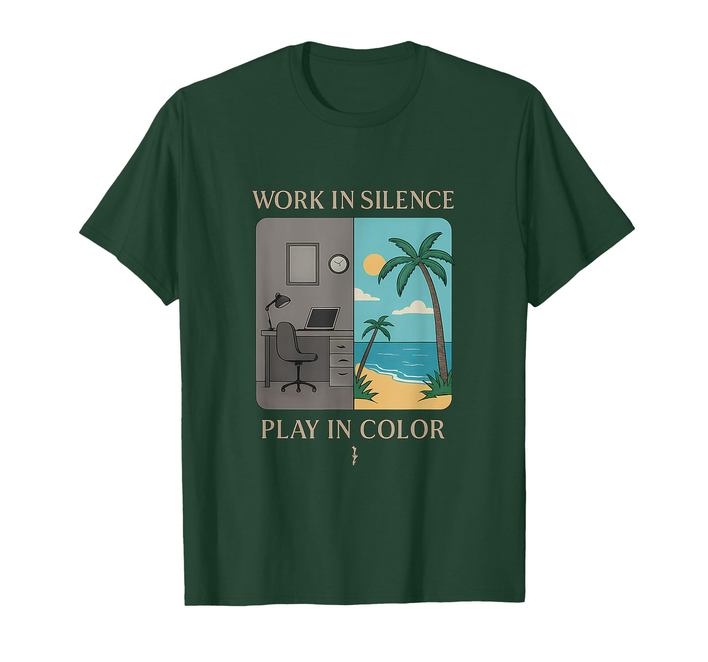 Work in Silence Play in Color Grey Turquoise Design T-Shirt
