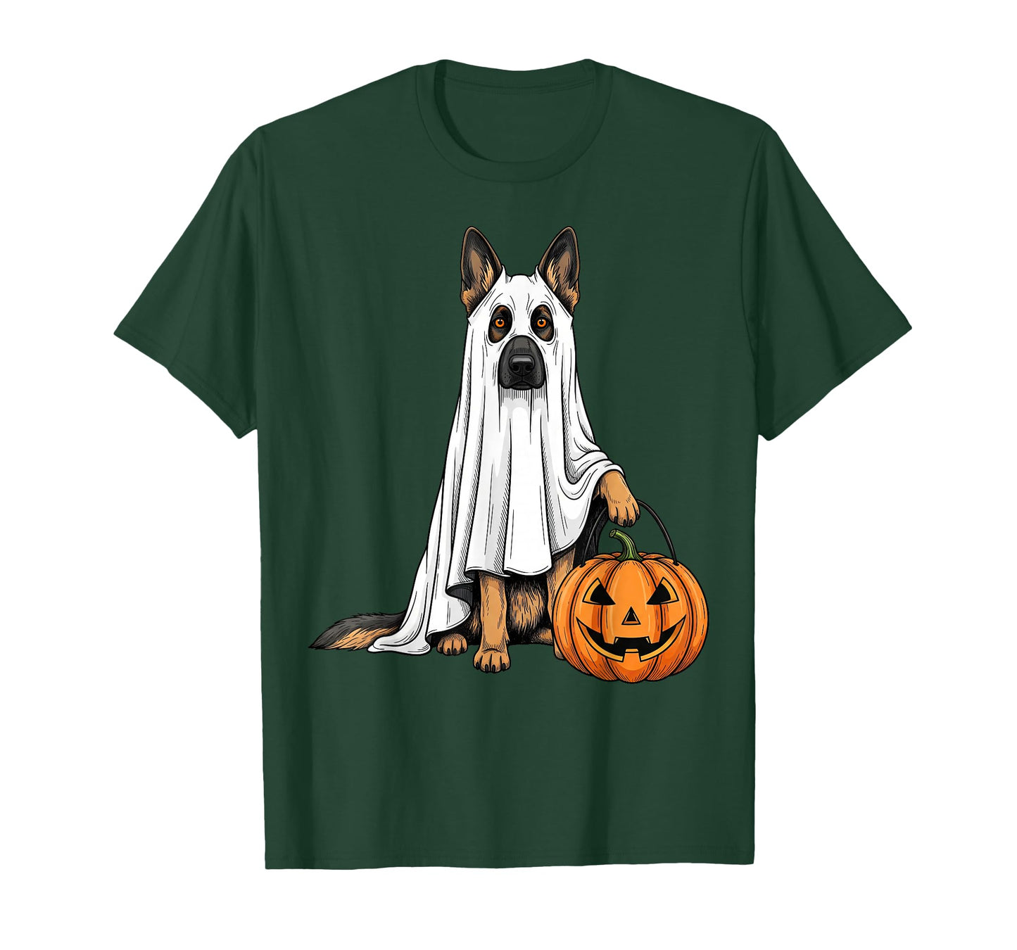 Funny German Shepherd Ghost Pumpkin Cute Spooky Dog Lover T-Shirt