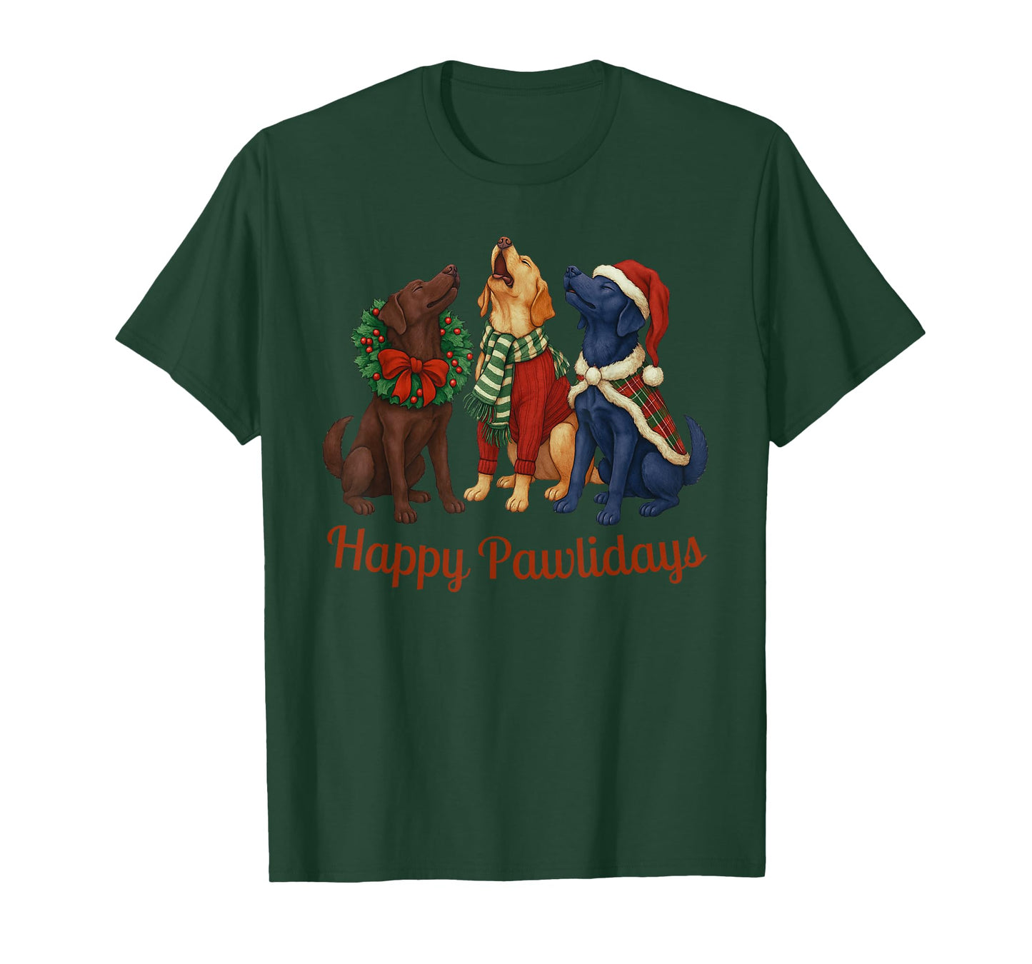 Happy Pawlidays Funny Santa Labrador Retriever Dog Christmas T-Shirt