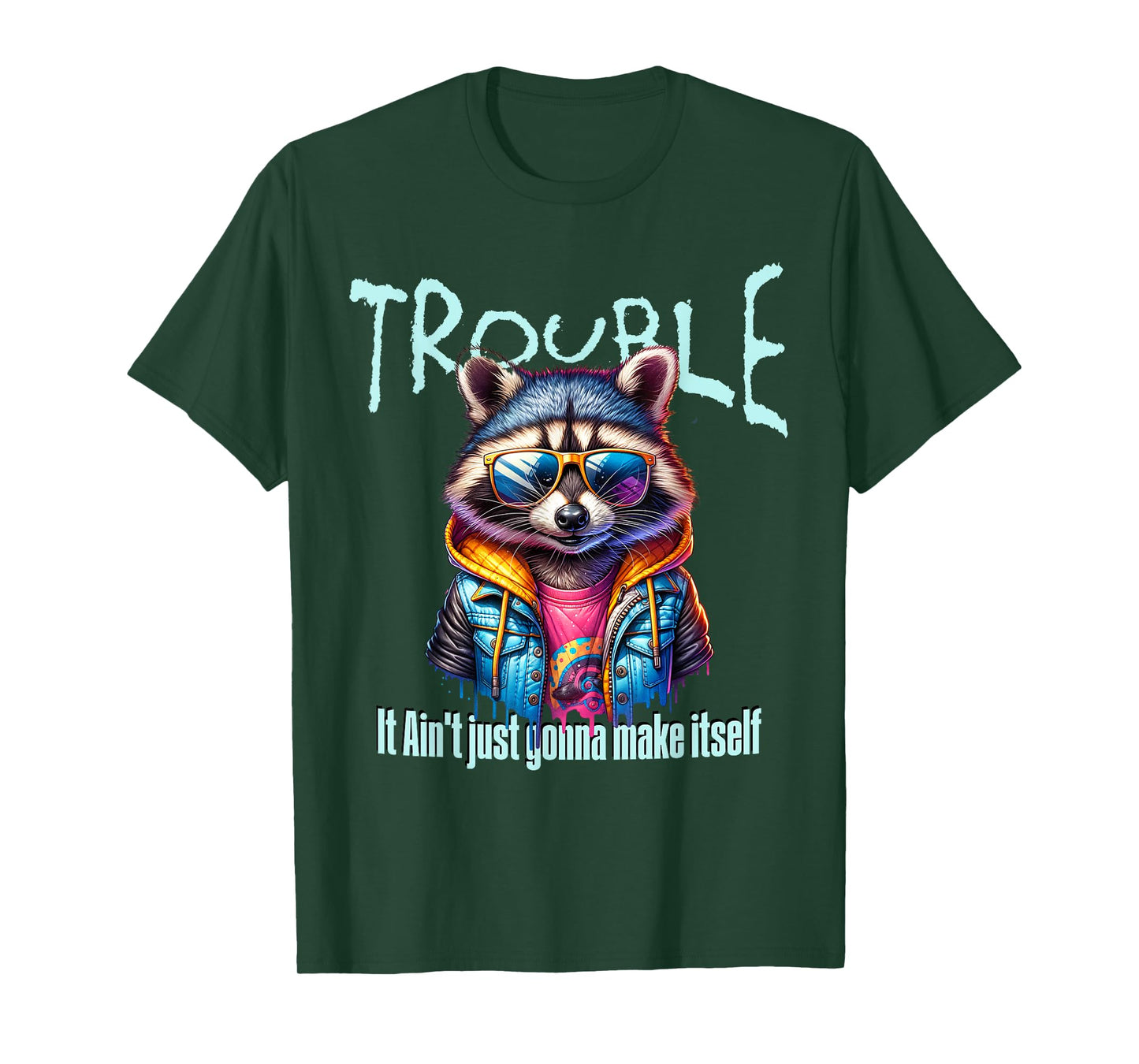 Racoon Cartoon s Funny Retro Joke s Troublesome Kids T-Shirt
