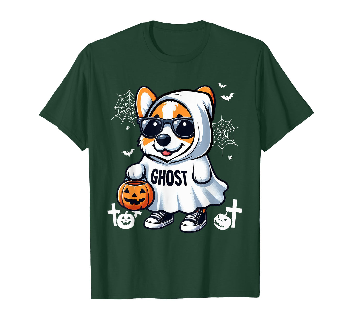 Ghost Halloween Corgi Sunglasses Cosplay Boo Ghost Lover T-Shirt