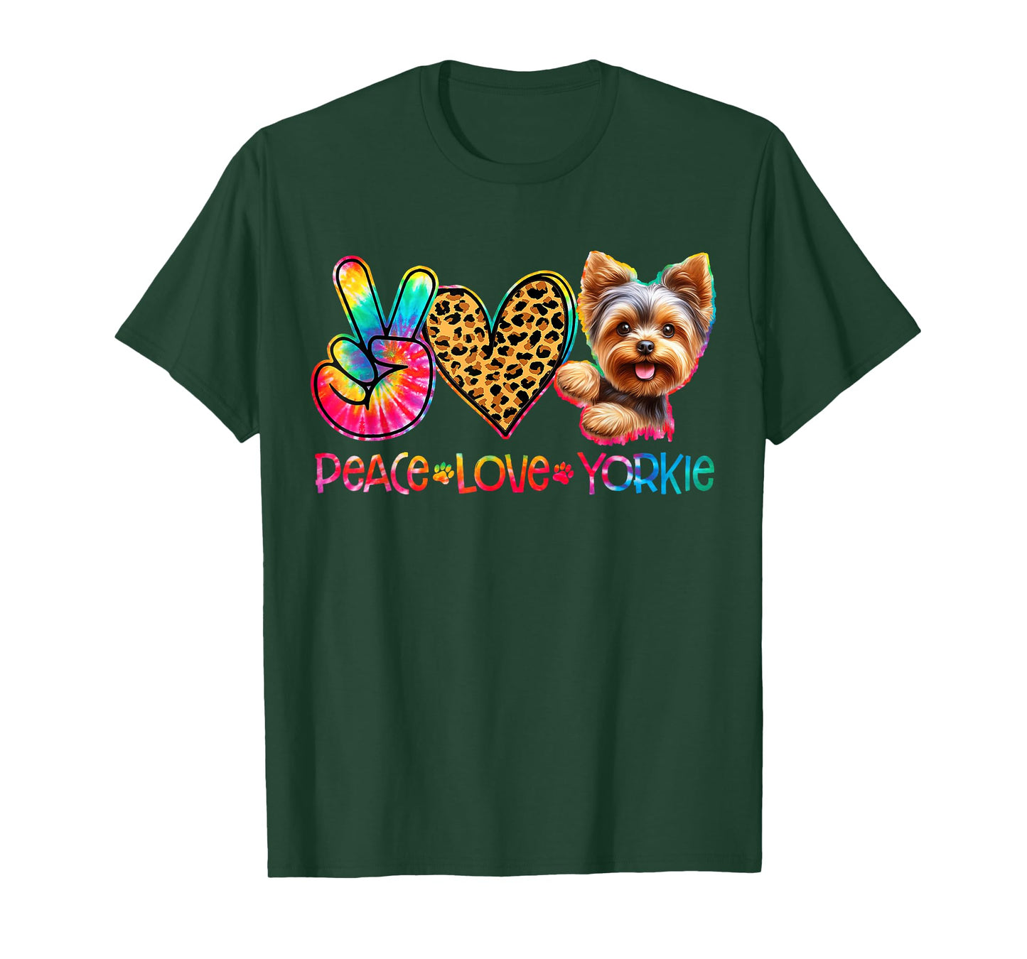 Peace Love Yorkie Tie Dye Dog Lover T-Shirt for Men Women Kids