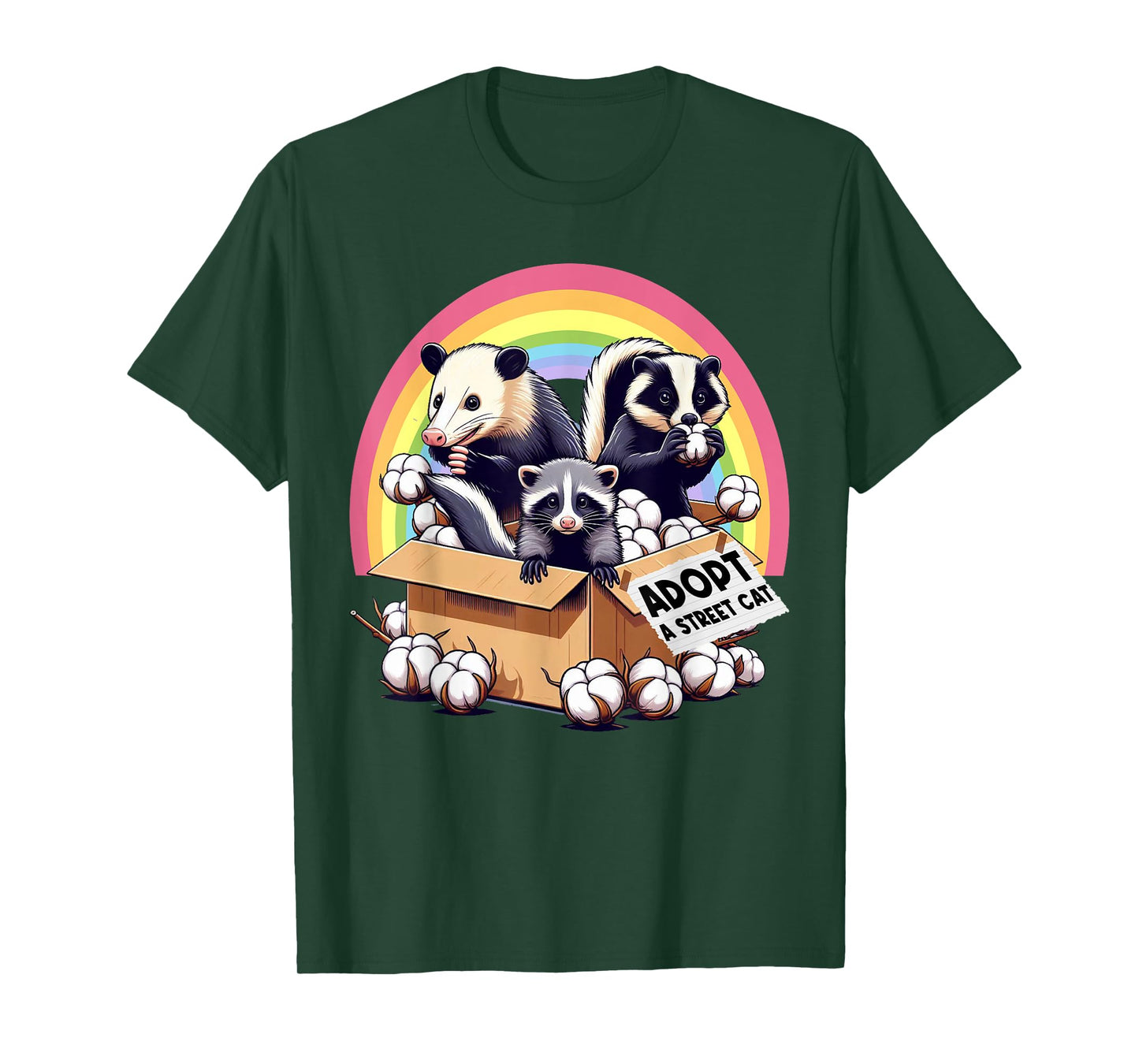 Adopt A Street Cat Funny Opossum Raccoon Skunk Vintage T-Shirt