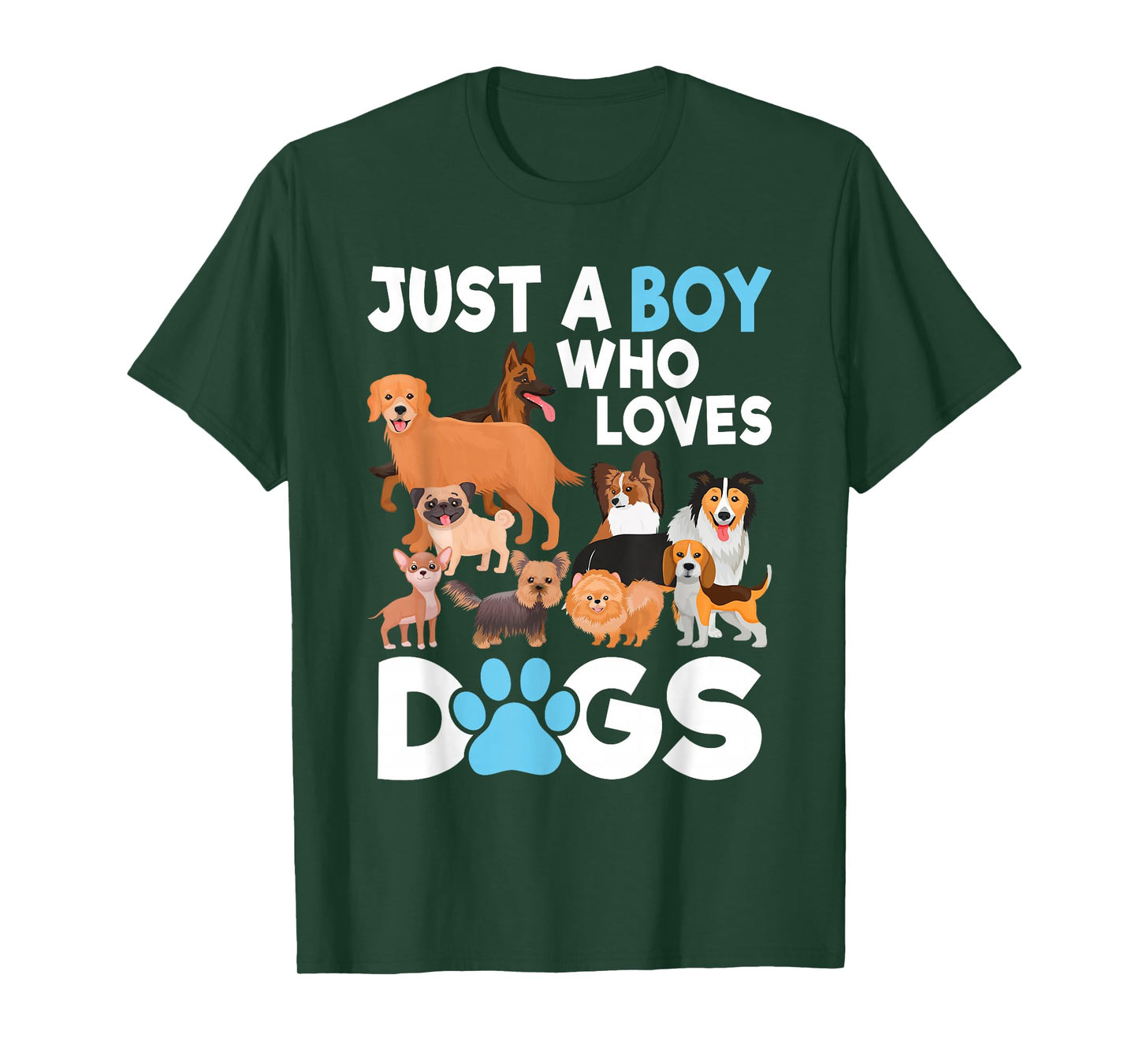Just A Boy Who Loves Dogs Funny Dog Lover Boys Kids T-Shirt
