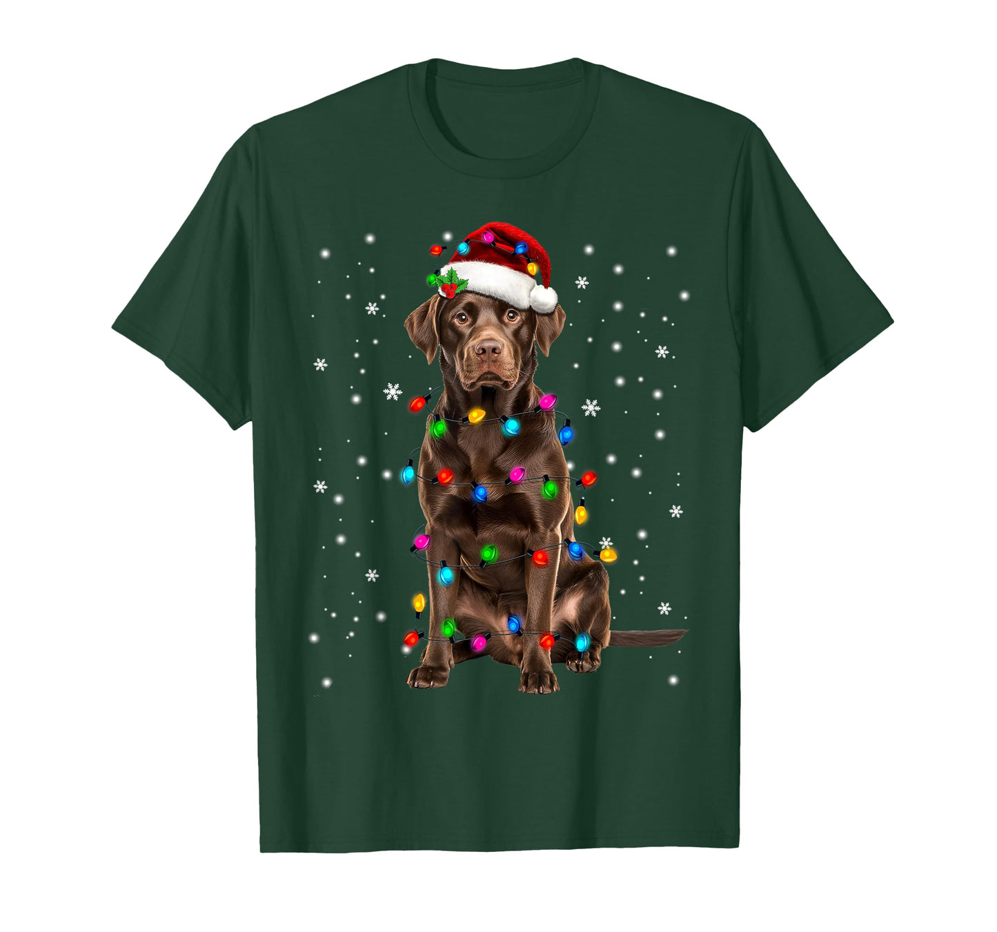 Chocolate Lab Labrador Christmas Tree Light Pajama Dog Xmas T-Shirt