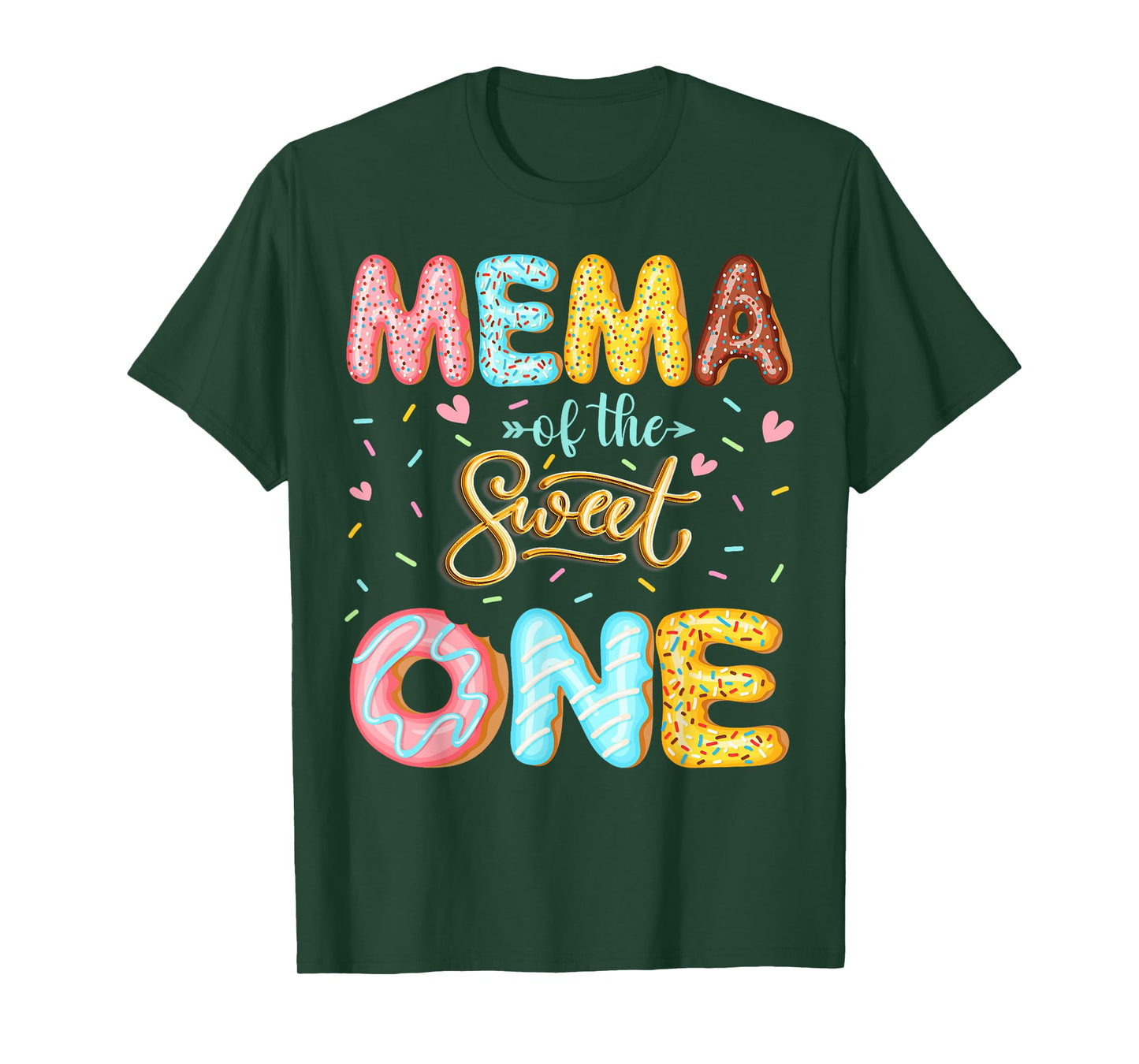 Mema Of The Sweet One 1St Birthday Girl Donut Lover T-Shirt