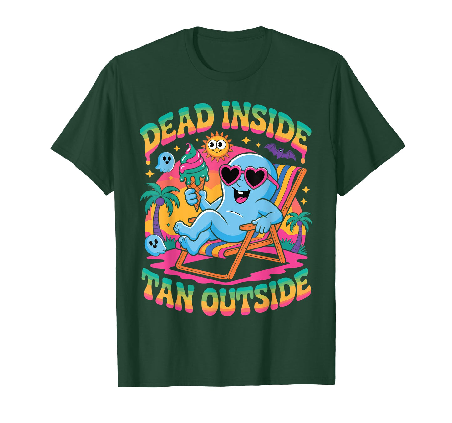 Dead Inside Tan Outside Funny Ghost Summerween T-Shirt