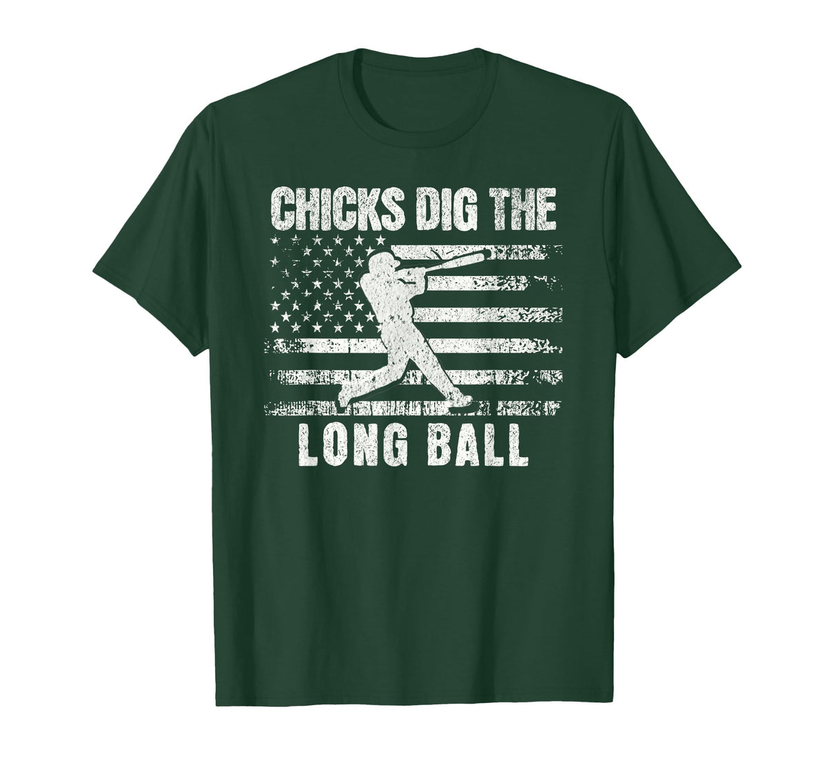 Funny Baseball Chicks Dig The Long Ball USA Flag T-Shirt