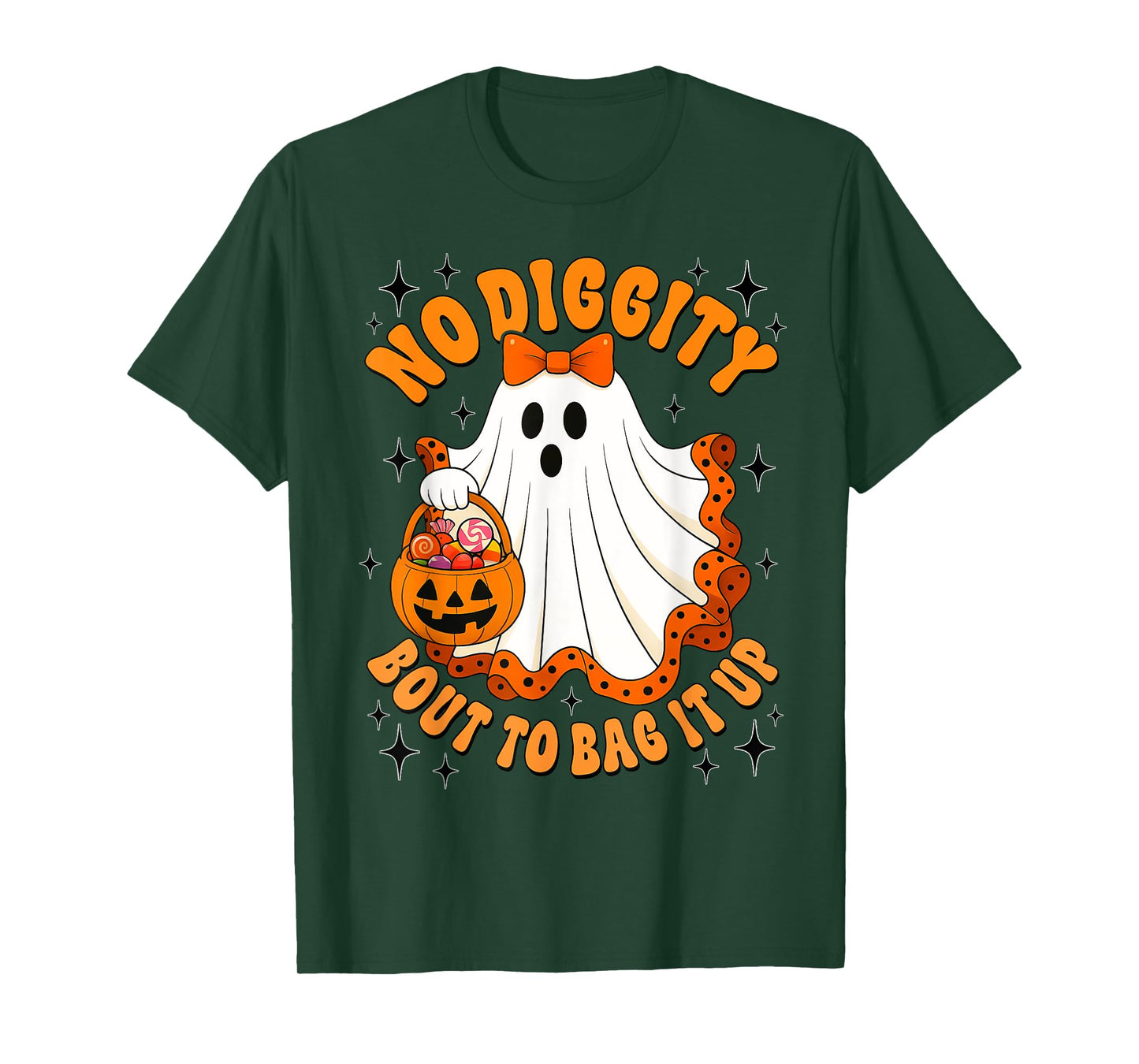 No Diggity Bout To Bag It Up Cute Ghost Halloween Kids T-Shirt
