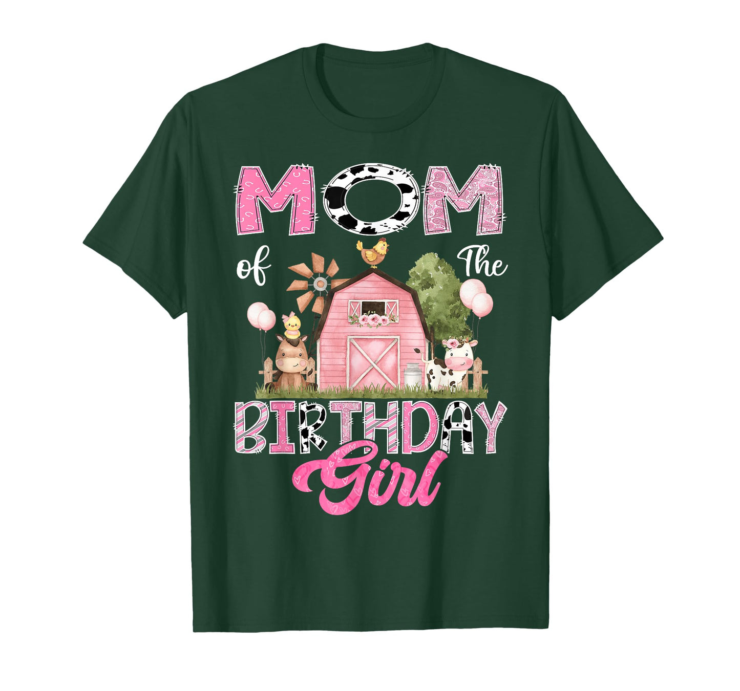 Mom Of The Birthday Girl Farm Cow Pink 1St Birthday T-Shirt