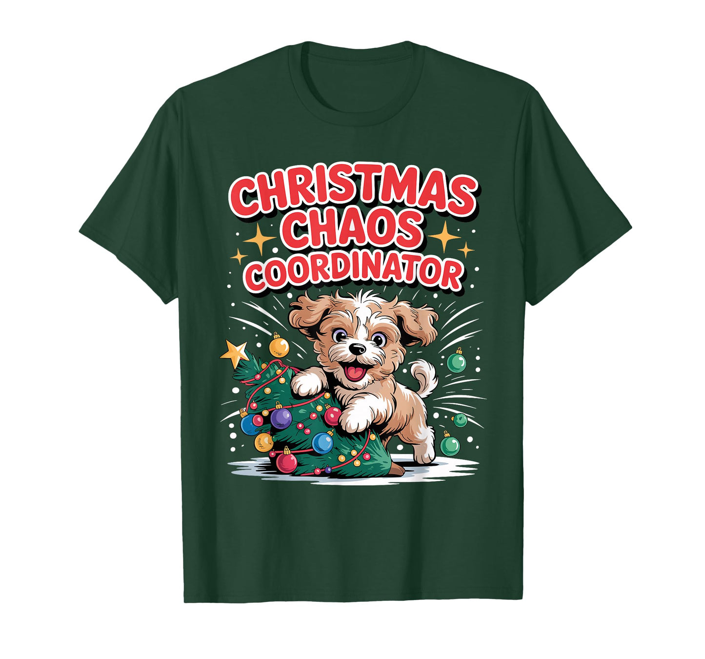 Christmas Chaos Coordinator Xmas Puppy Funny Shi-Poo T-Shirt