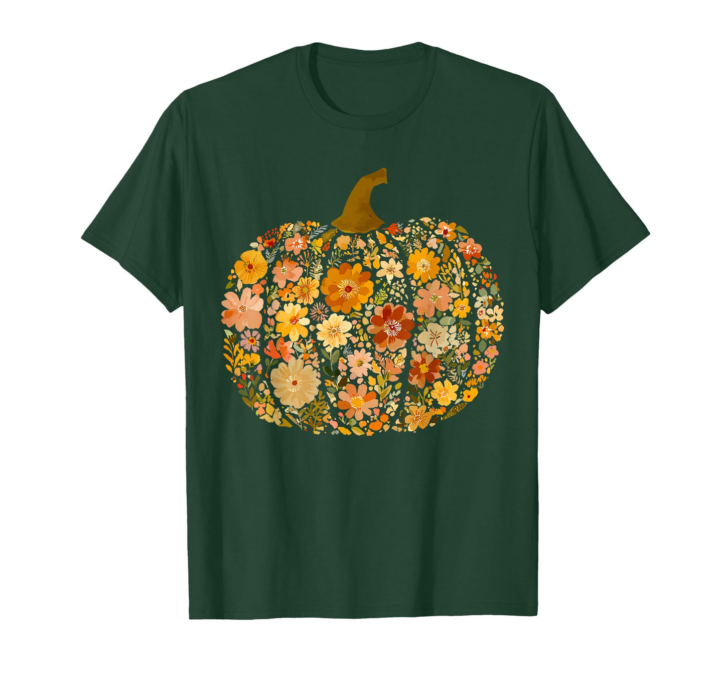Chinoiserie Fall Pumpkin Boho Floral Halloween Thanksgiving T-Shirt