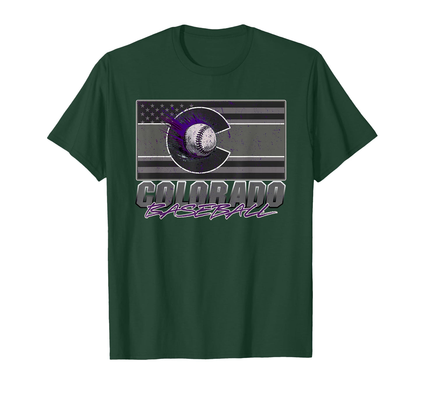Colorado Flag / USA Flag Baseball Colorado Baseball Graphic T-Shirt
