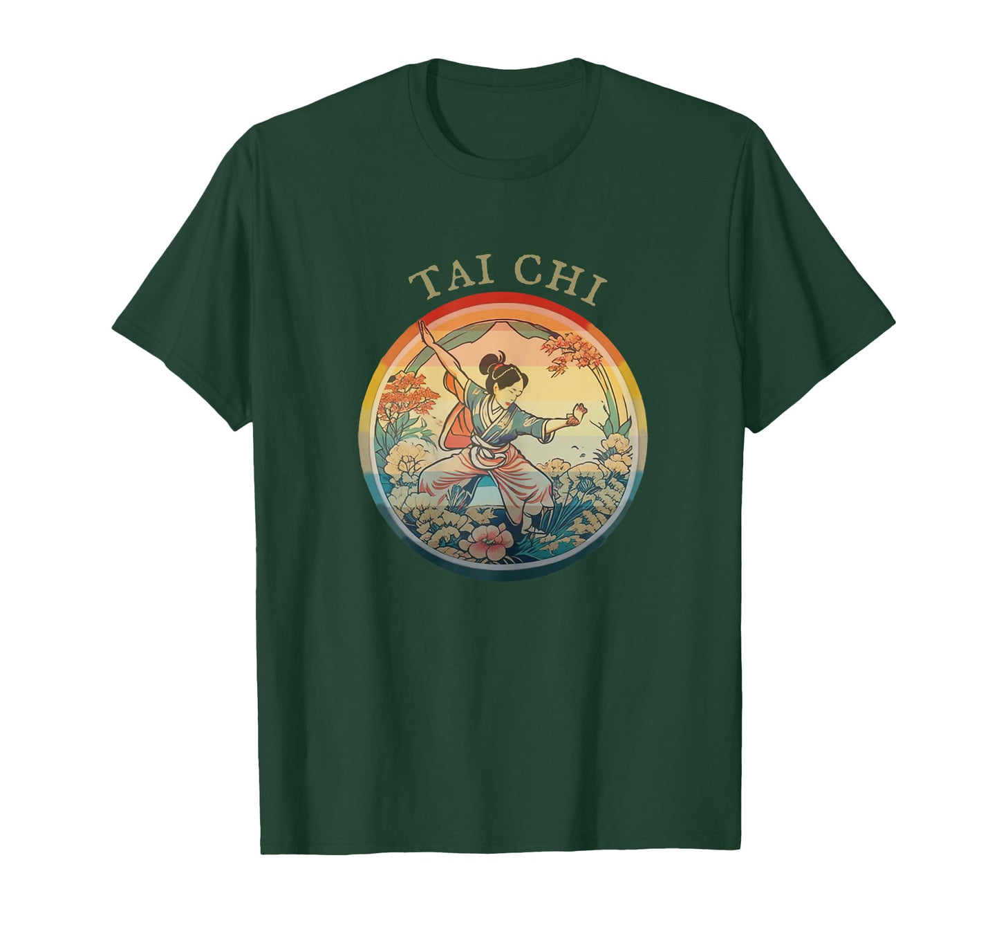Women Tai Chi, Vintage historic Retro drawing, Harmony Flow T-Shirt