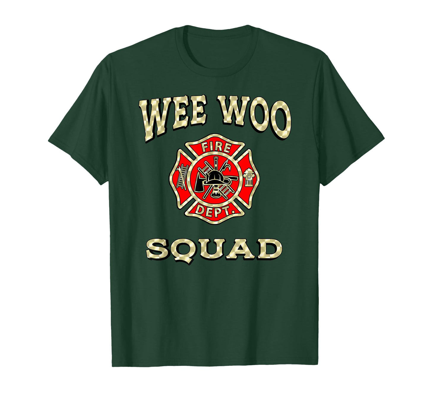 WEE WOO SQUAD Funny Firefighter Badge Marshal Fire Truck T-Shirt