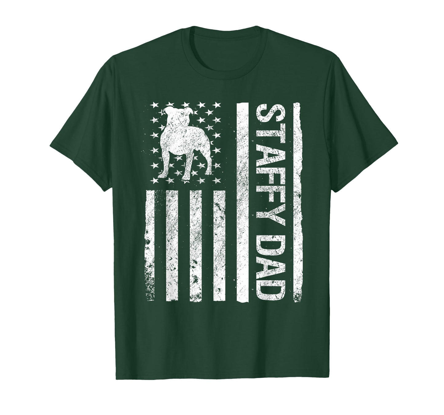 Staffy Dad USA Flag Pet Staffordshire Bull Terrier Dog Dad T-Shirt