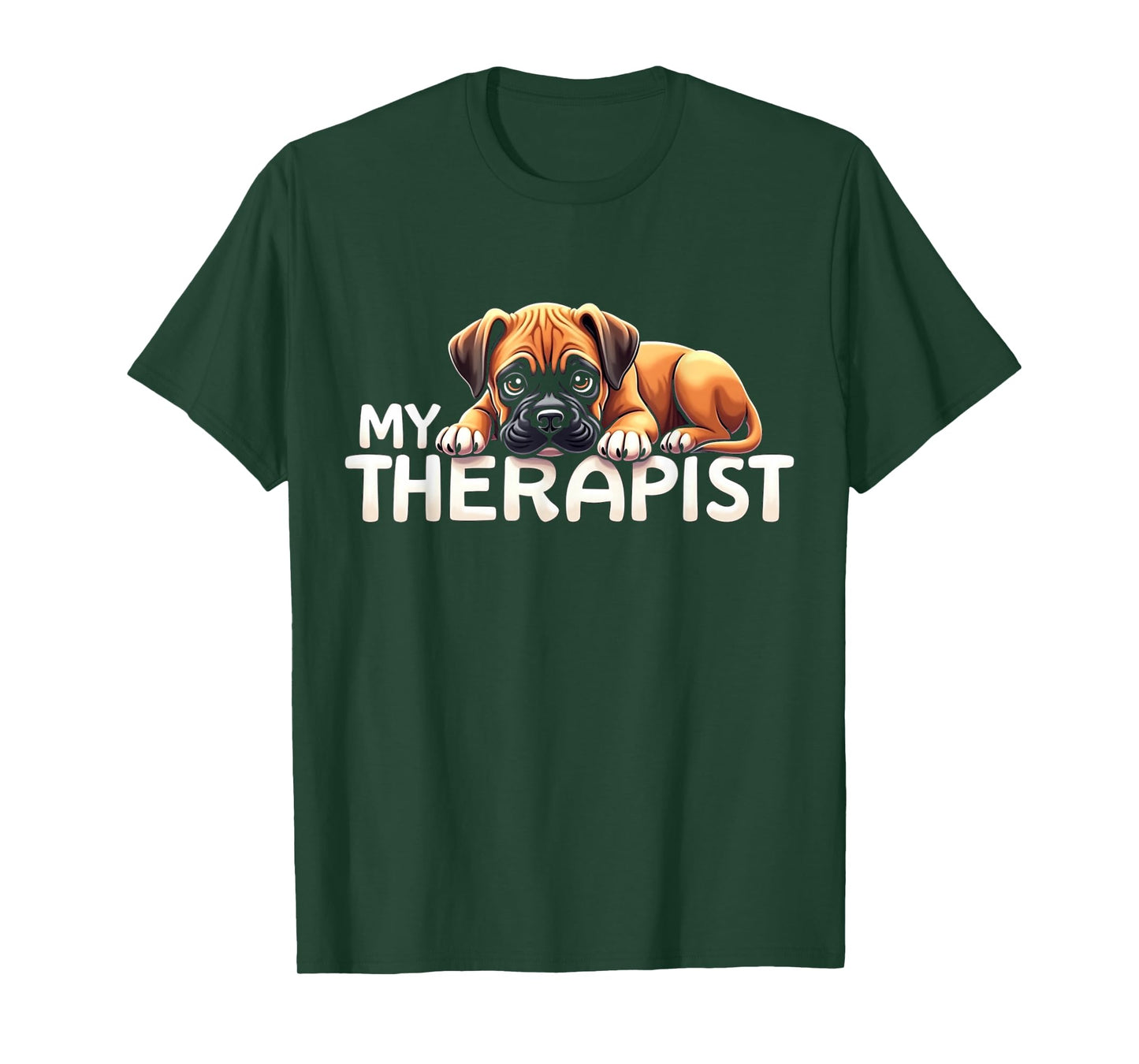 Funny Box Puppy My Therapist Boxer Dog T-Shirt