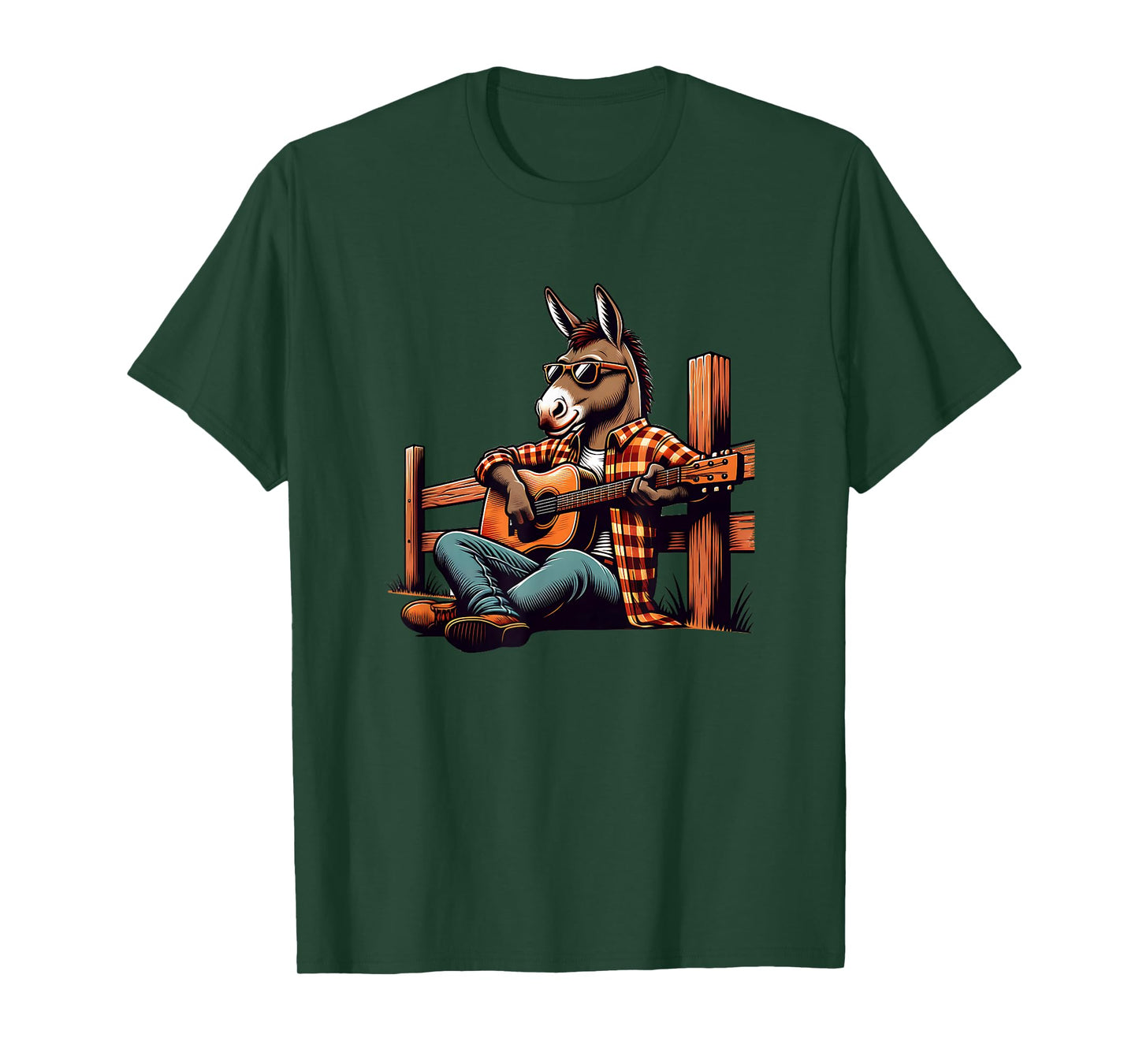 Cool Donkey Playing Guitar Country Music Sunglasses T-Shirt