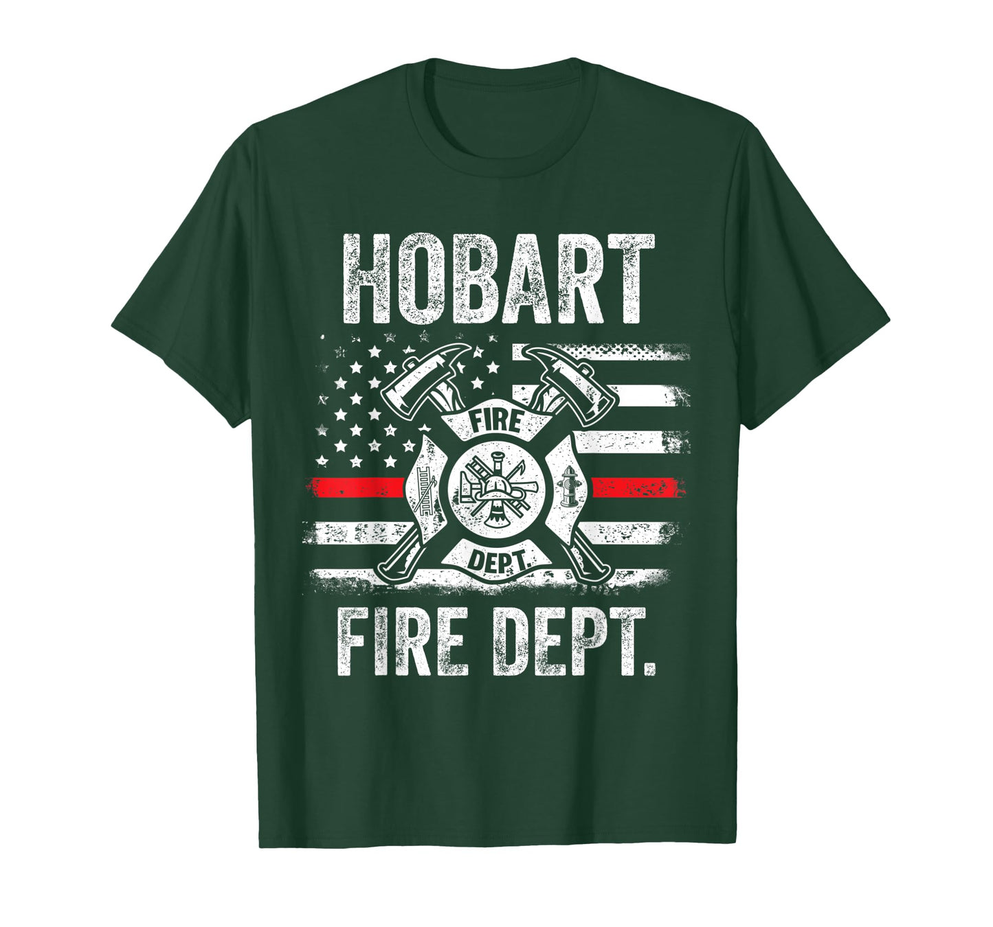 Hobart Indiana Fire Department Thin Red Line Fireman T-Shirt