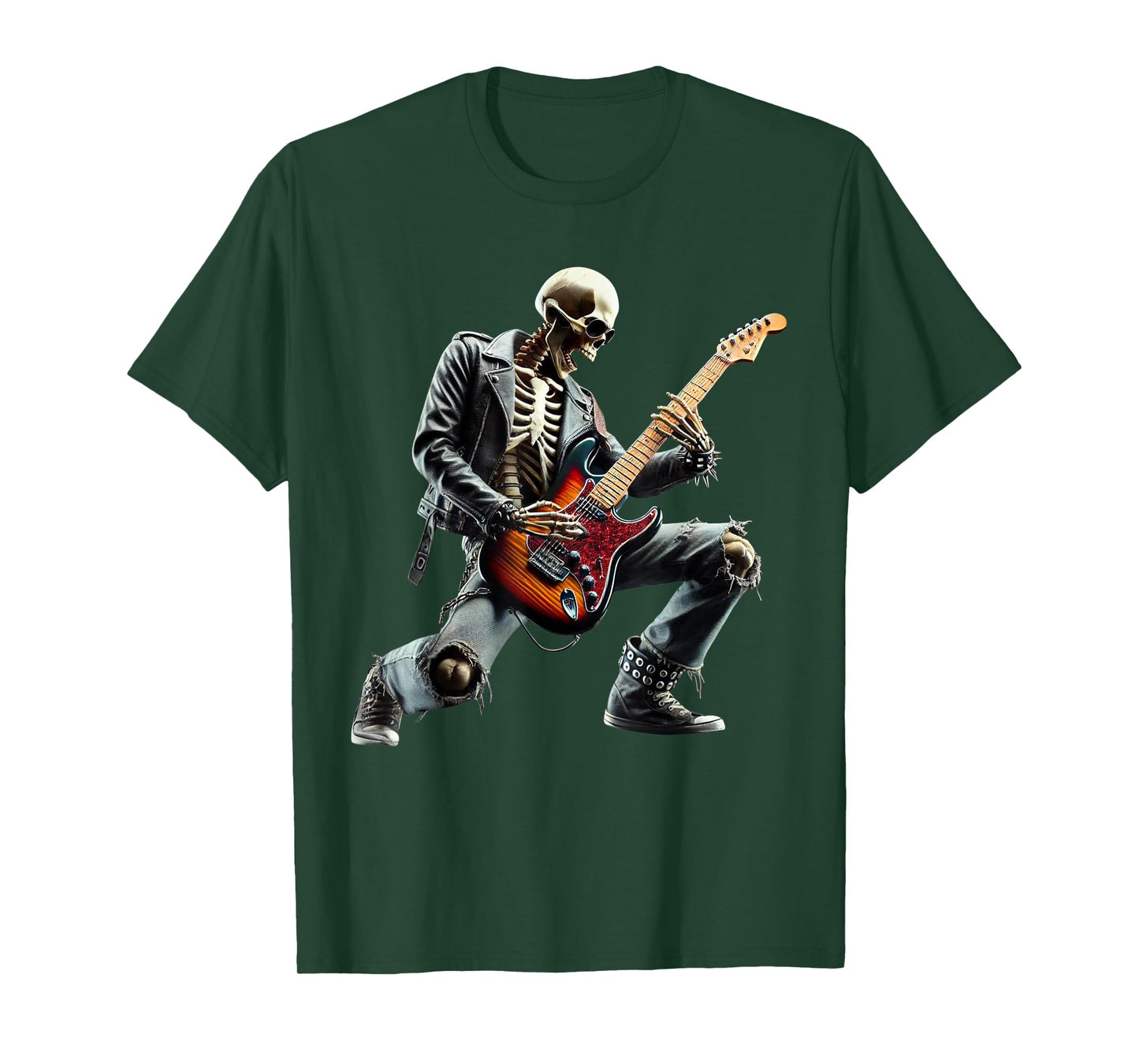 Skeleton Playing Guitar Rock Star Ghost Solo Guitar T-Shirt