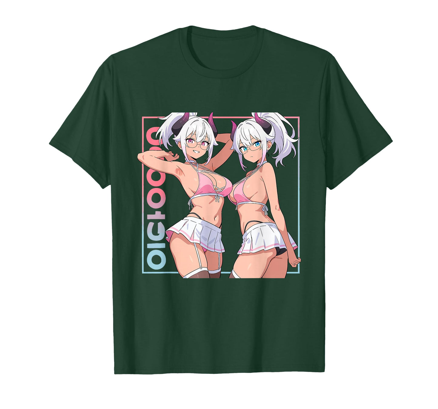 Waifu Sexy Anime Girl Horns Mini Skirt Japanese Retro Art T-Shirt
