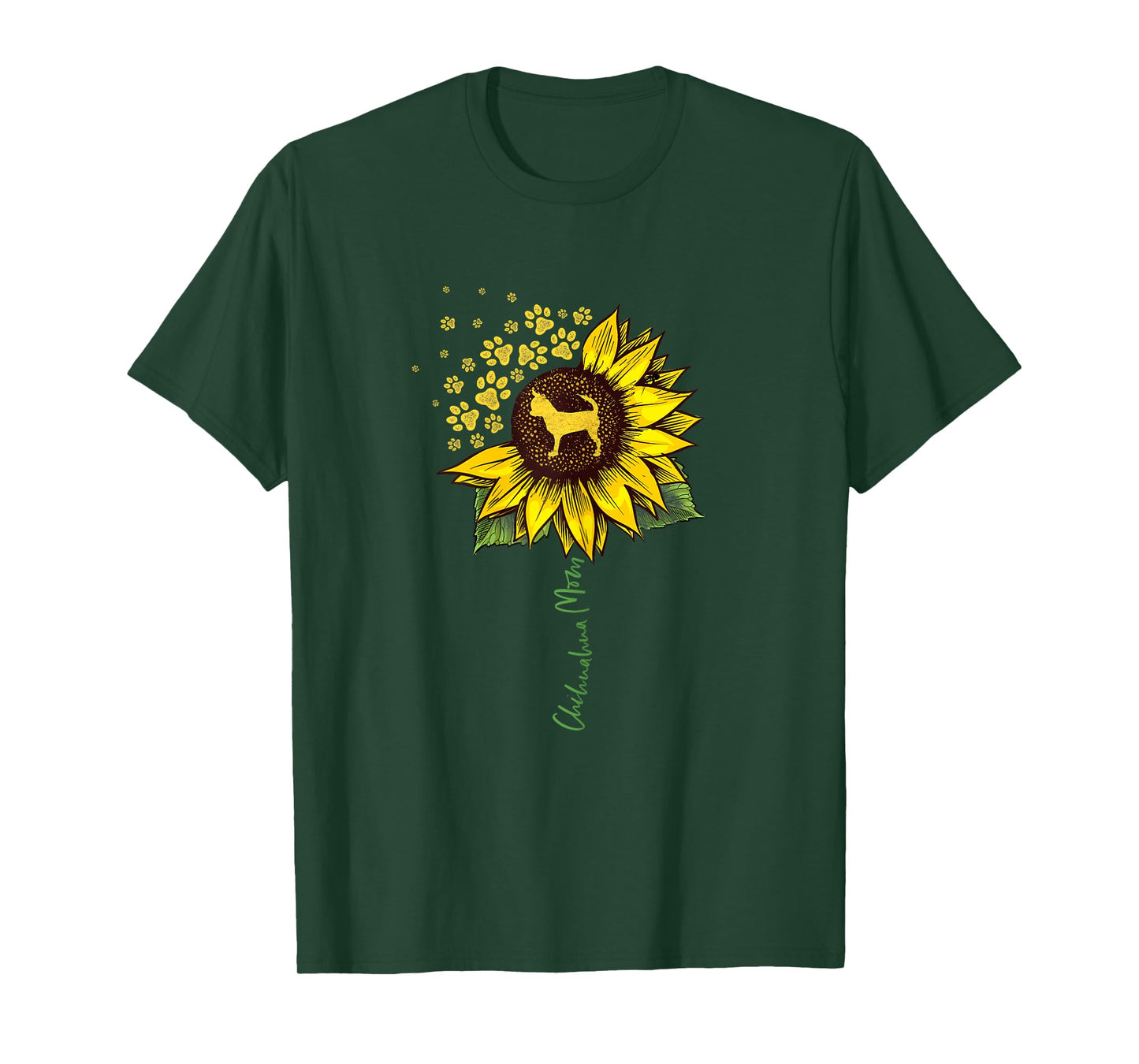 Funny Chihuahua Gifts For Women Girls Chihuahua Mom Sunflower Dog Apparel Women's Dog Pattern T-Shirt Black X-Small Modern Floral T-Shirt