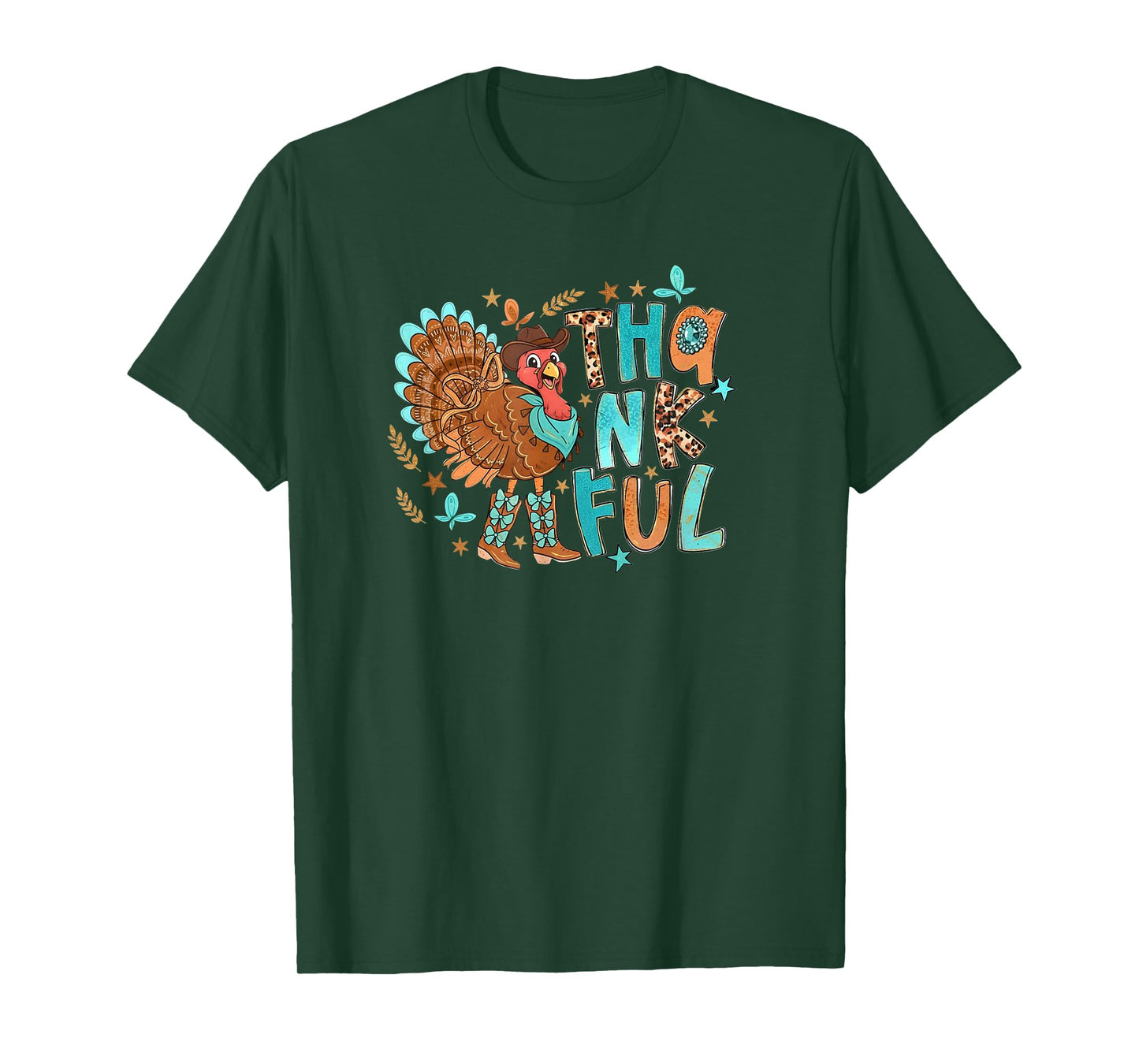 Western Turkey Cowboy Happy Thanksgiving Fall Season Outfit T-Shirt