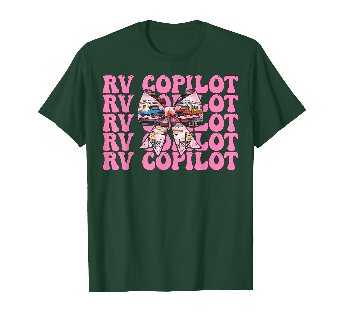 RV Copilot RV Camping Camper Motorhome Girl Mom Coquette Bow T-Shirt