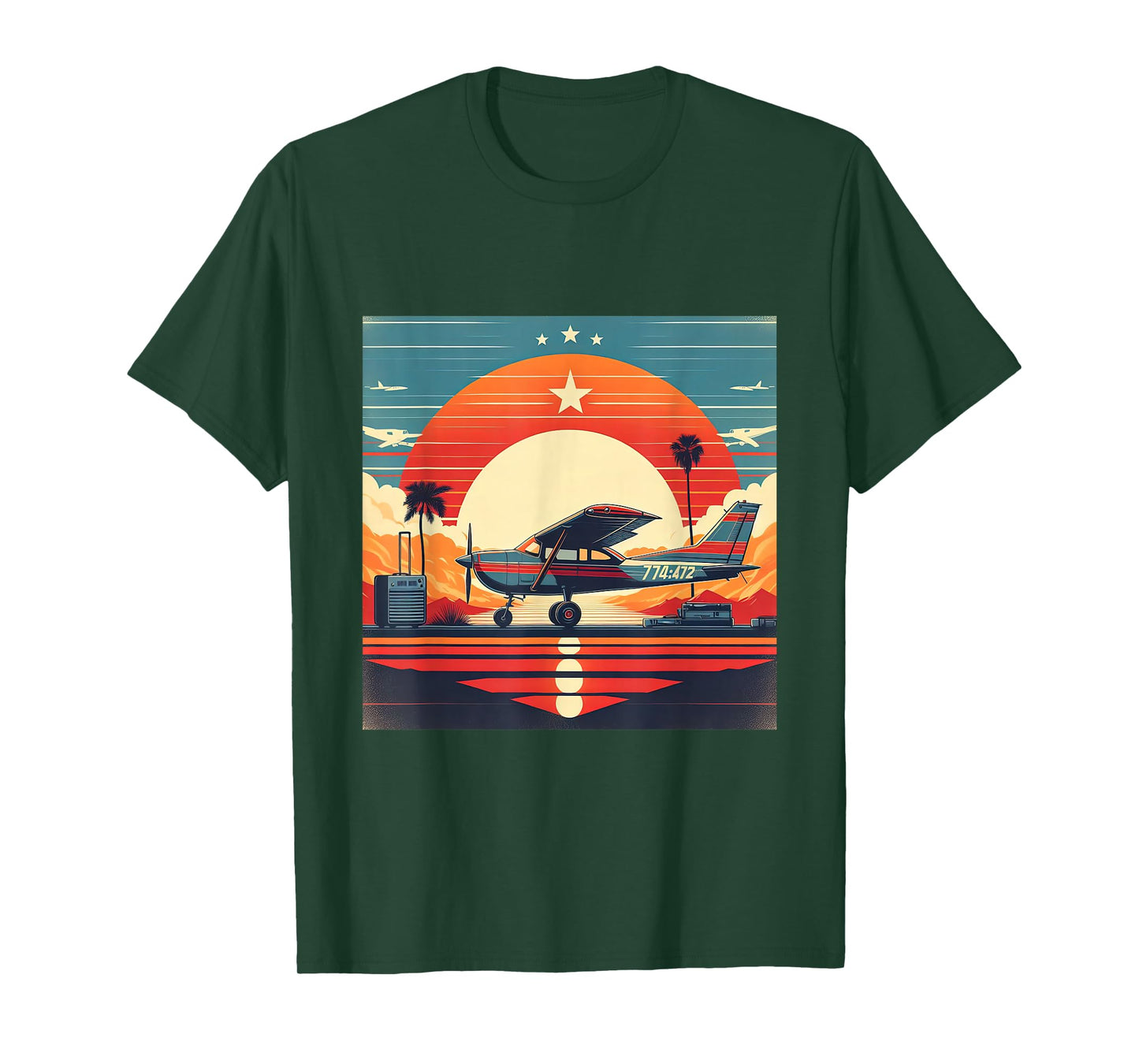 C-172 Skyhawk Vintage C172 Airplane Retro Sunset Pilot T-Shirt