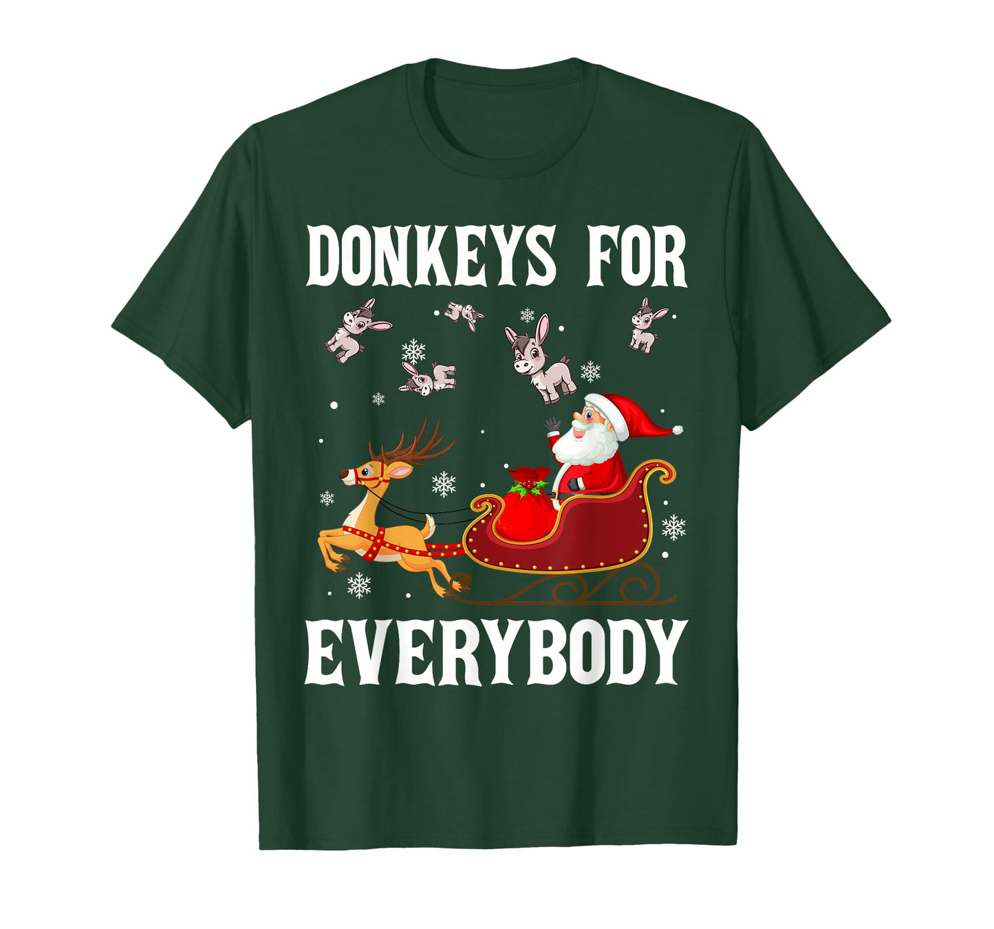Donkeys For Everybody Christmas Santa Claus Donkey Xmas T-Shirt