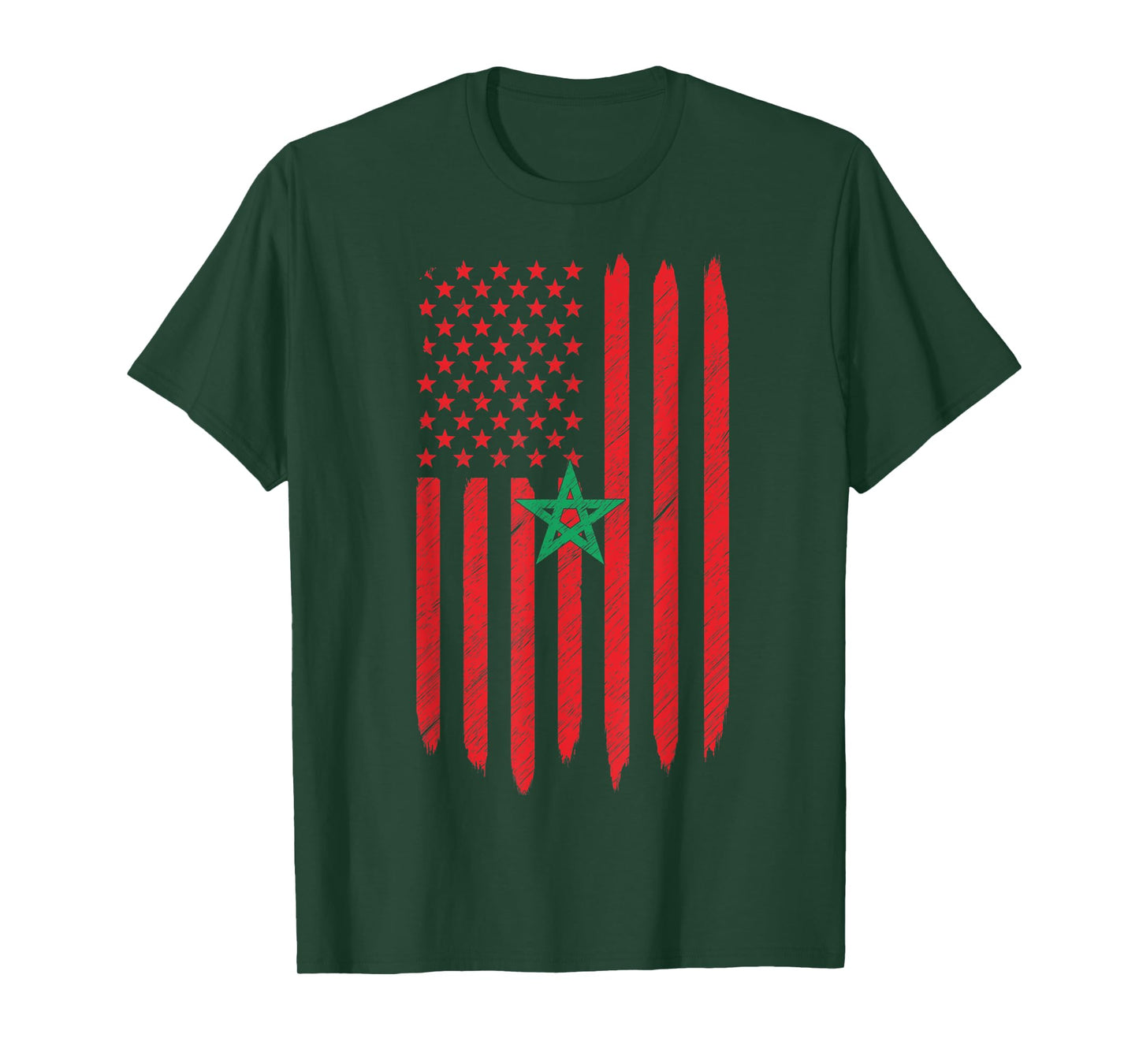 Morocco USA Moroccan American Flag Love Home 4th Of July T-Shirt for Women Kids Men