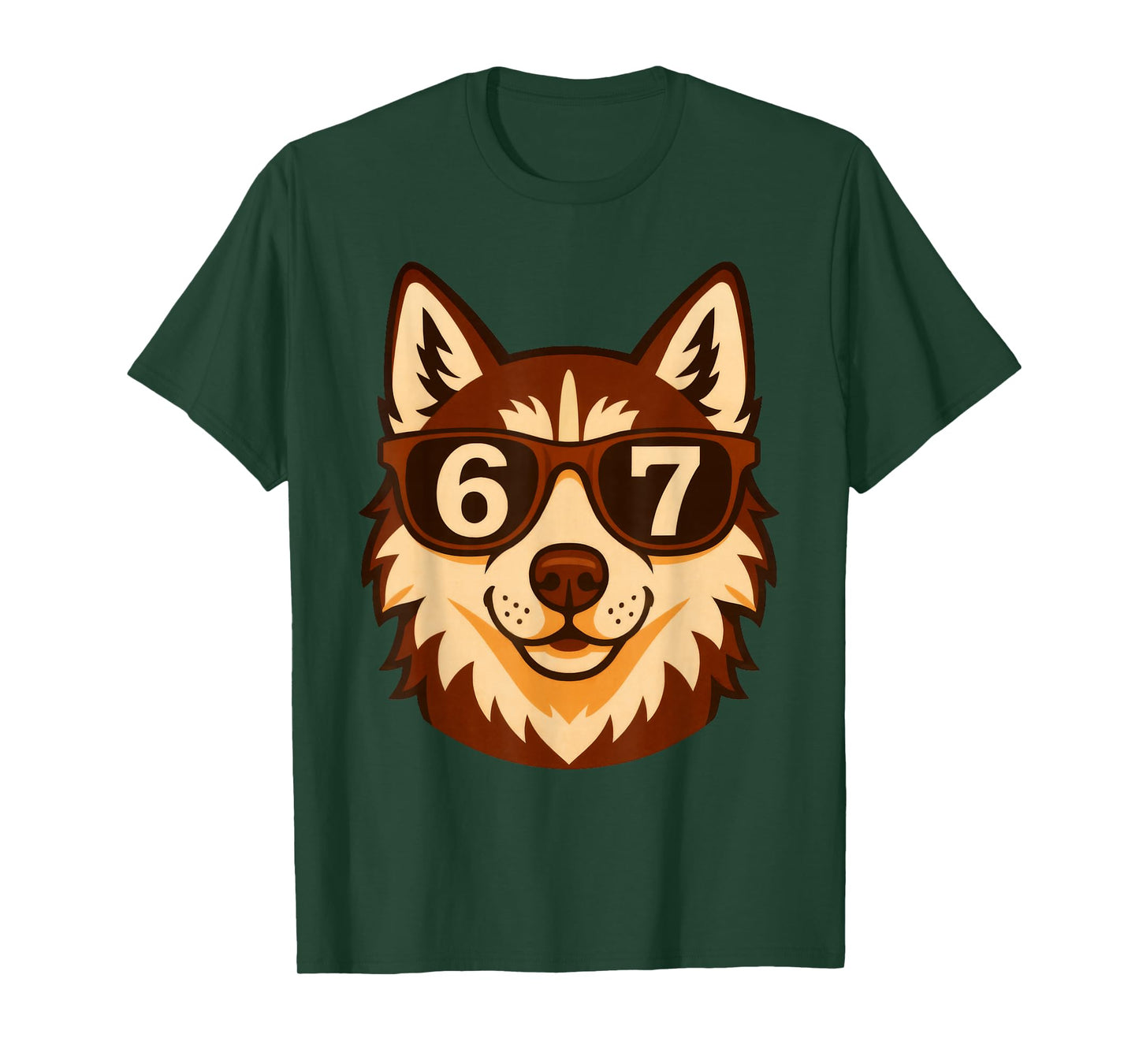Funny Siberian Husky Dog Sunglasses 67 Six Seven Meme T-Shirt