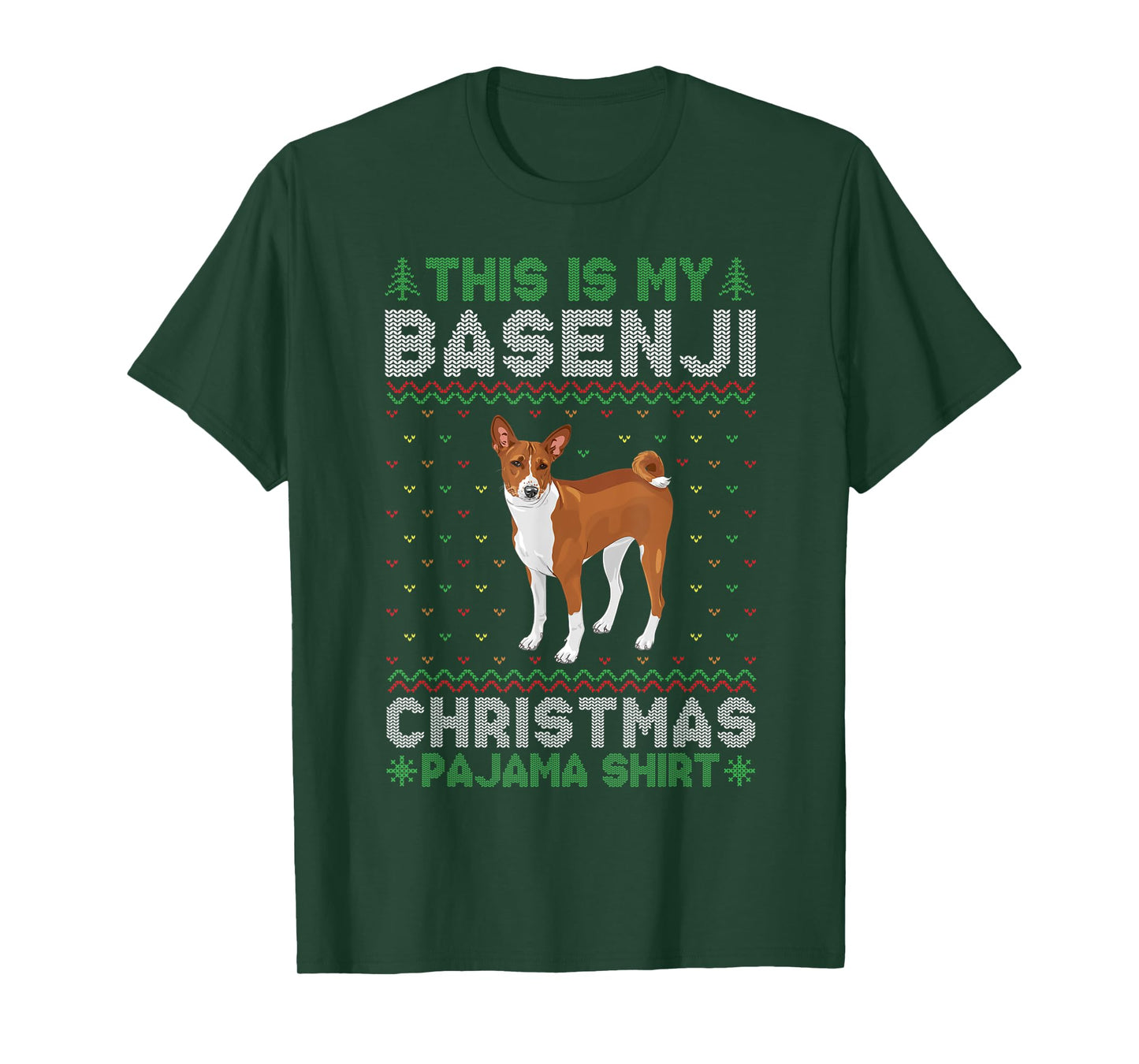 This is My Basenji Dog Xmas Pajama Xmas Ugly Sweater Funny T-Shirt for Men Women Kids