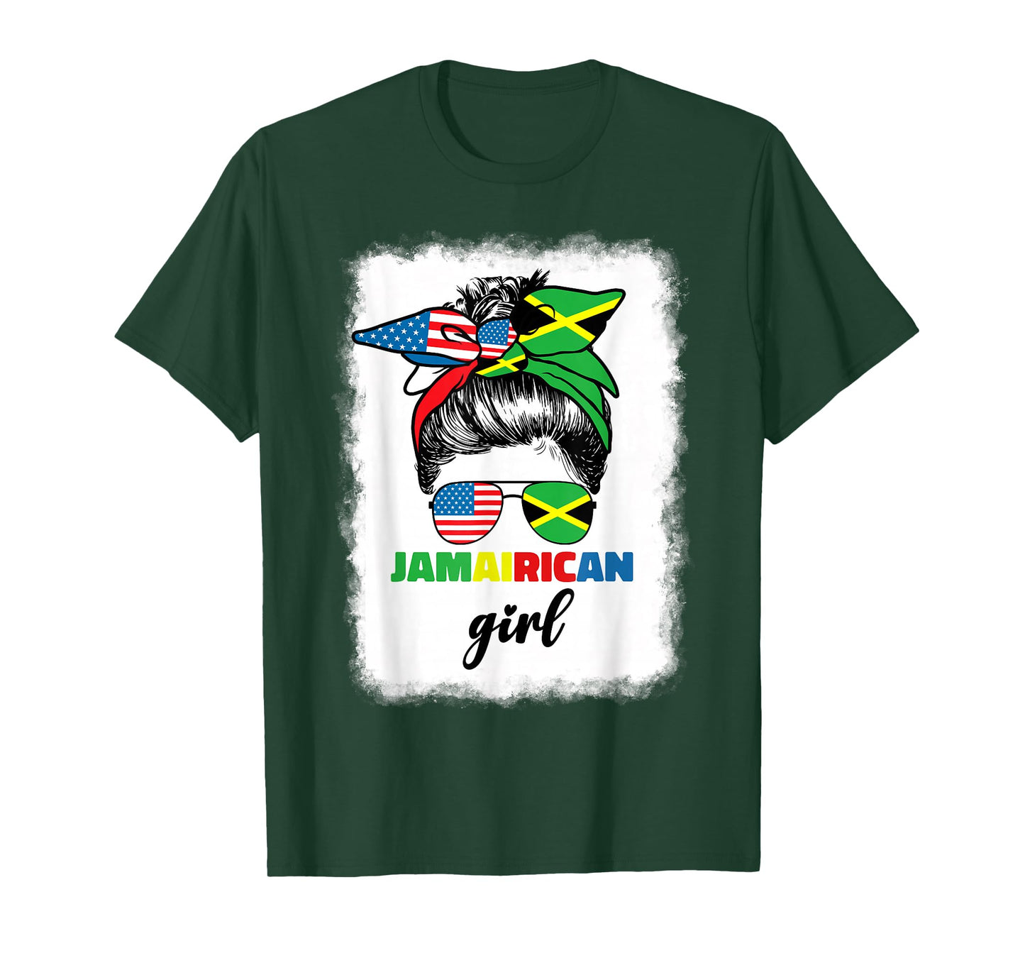 Half American Jamaican America Jamaica Flag JamaiRican Girl T-Shirt