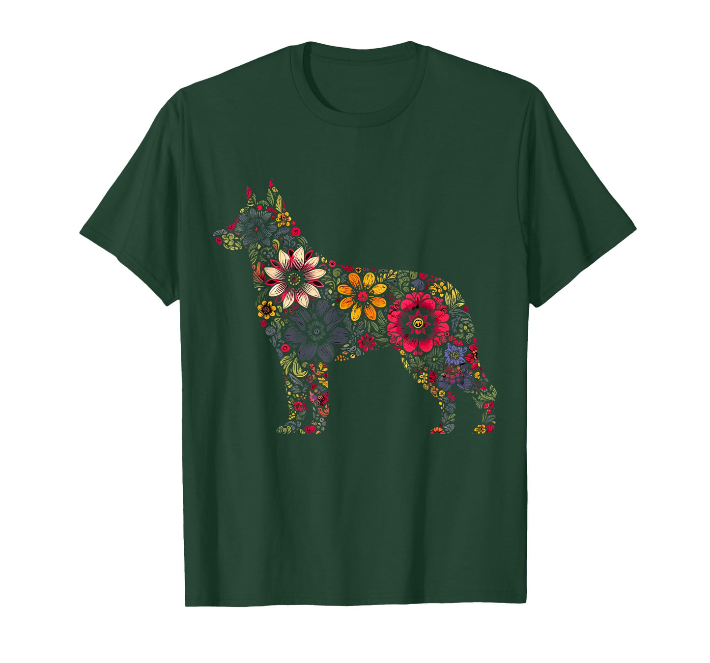 Floral German Shepherd T-Shirt