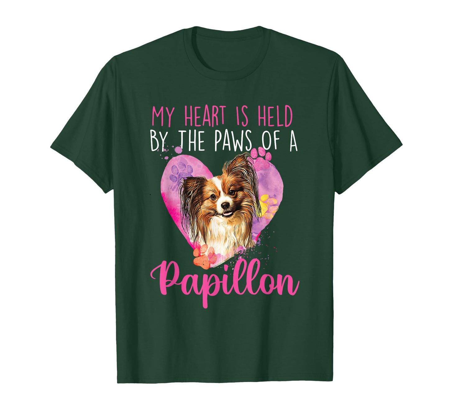 My Heart Is Held By The Paws Of A Papillon - Dogs Breeder T-Shirt
