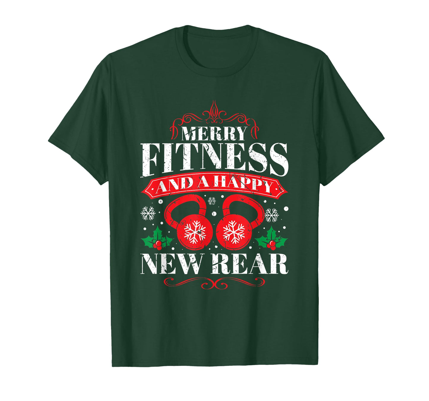 Merry Fitness And A Happy New Rear Funny Workout Lover T-Shirt