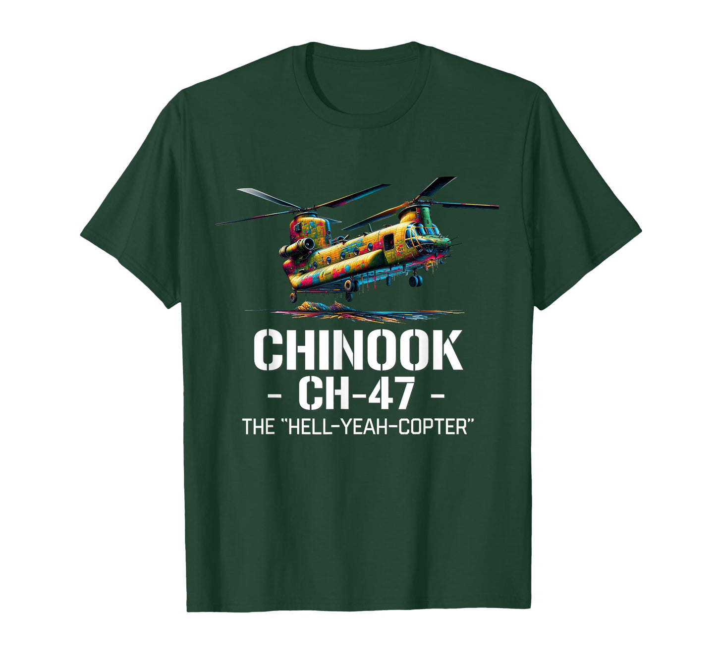 Military Aircraft Aviation Designs Vintage CH-47 Chinook Military Helicopter T-Shirt - Black - Men's Unisex-Adults - Small - Short Sleeve - Crew Neck - T-Shirt
