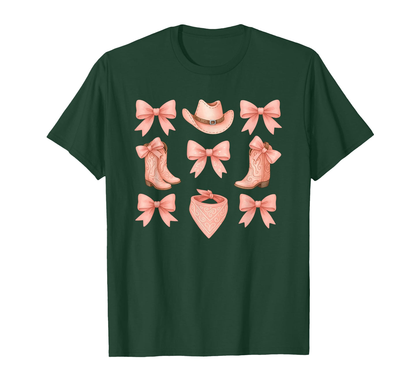Coquette Pink Bow Cowgirl Boots Western Country Youth Teen T-Shirt
