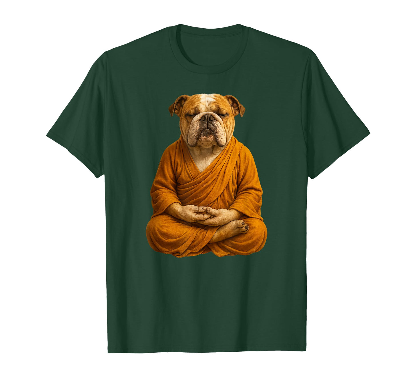 Zen Bulldog - Meditating Bulldog in Saffron Robes T-Shirt