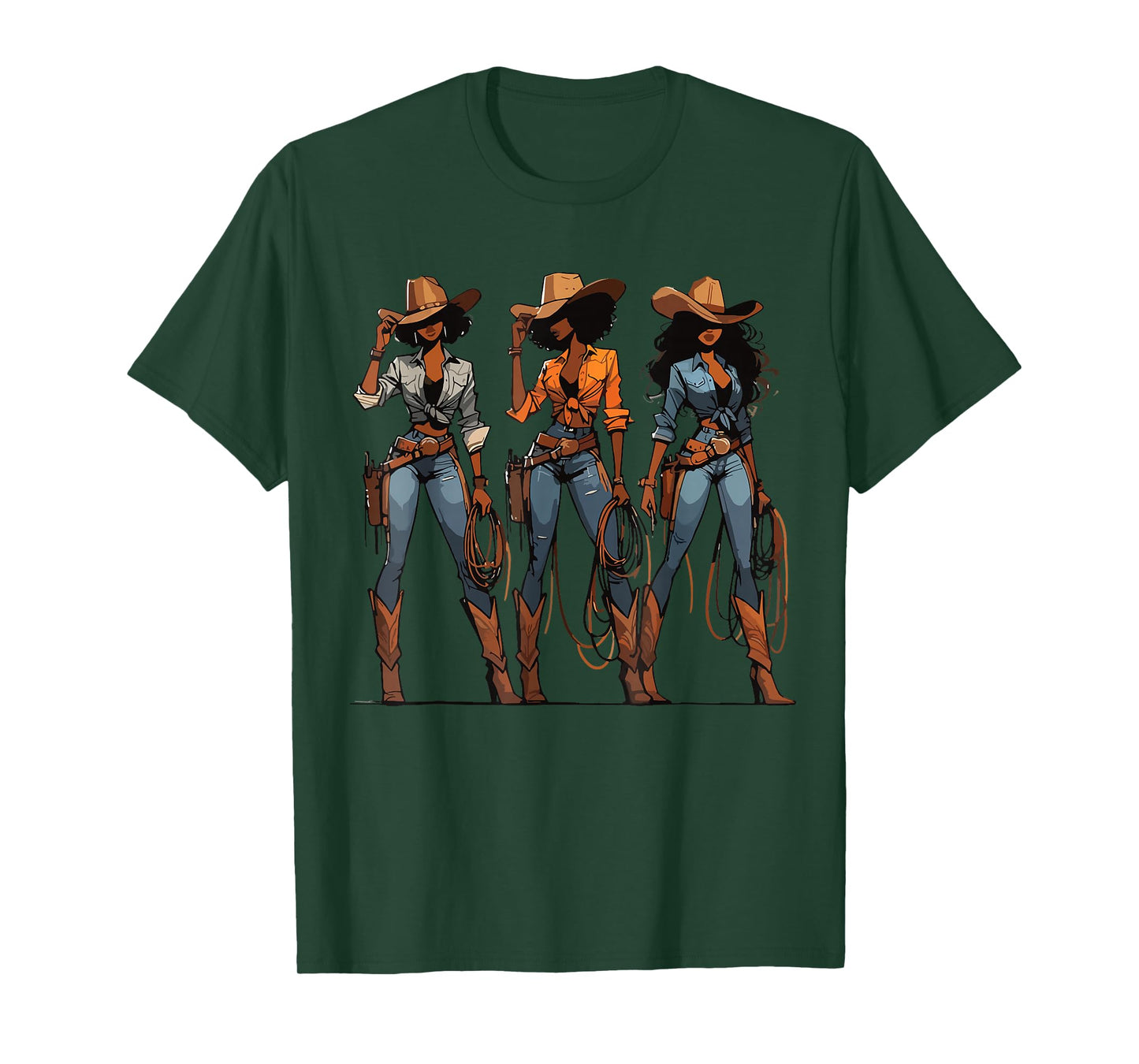 Black Cowgirl Western Rodeo Melanin Black Texas T-Shirt