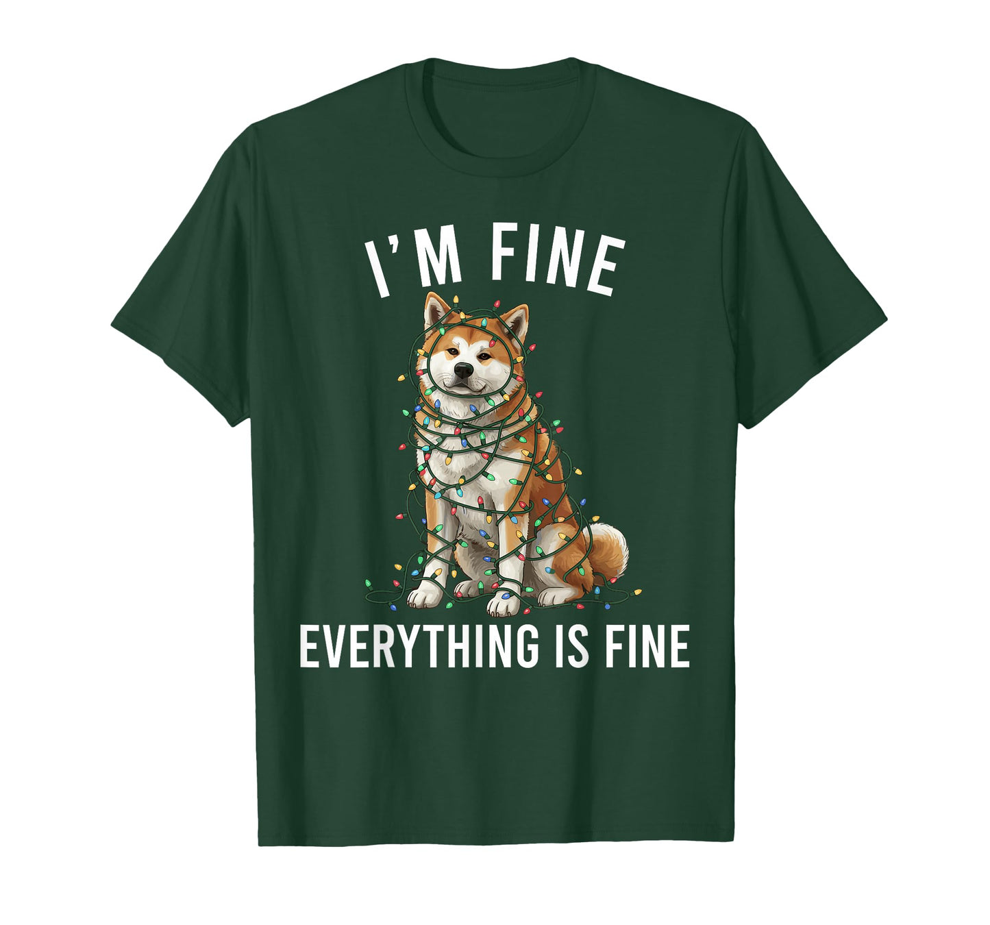 Akita Inu Christmas I'm Fine Everything is Fine T-Shirt