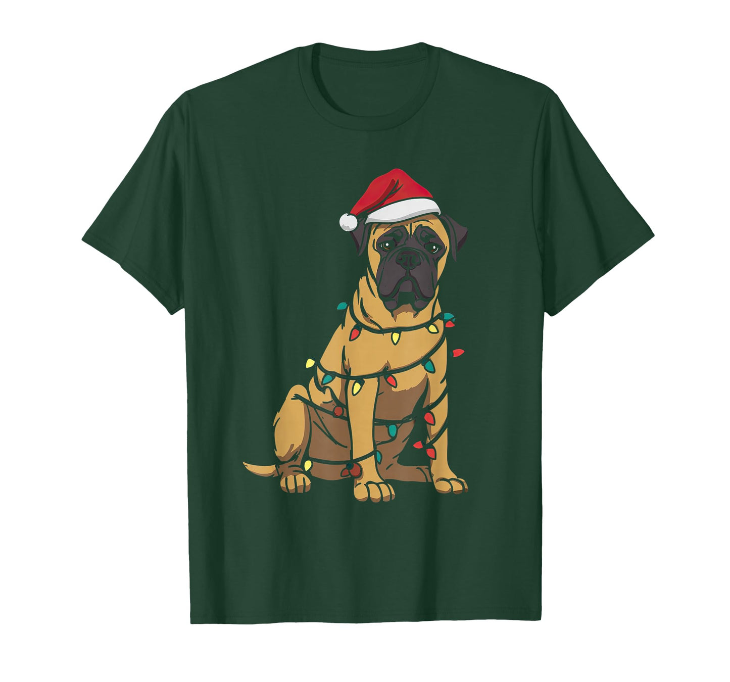 Funny Bullmastiff Christmas Graphics Dog Lights Bull Mastiff T-Shirt